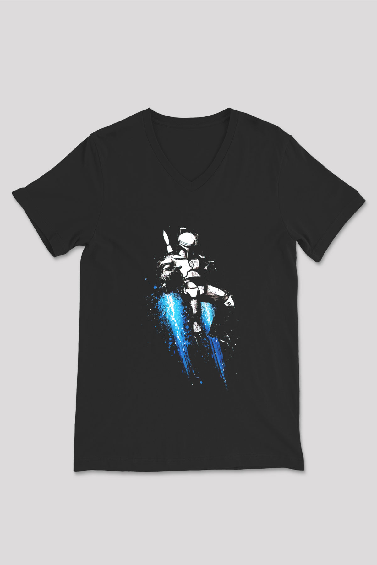 Star Wars Siyah Unisex V Yaka Tişört T-Shirt