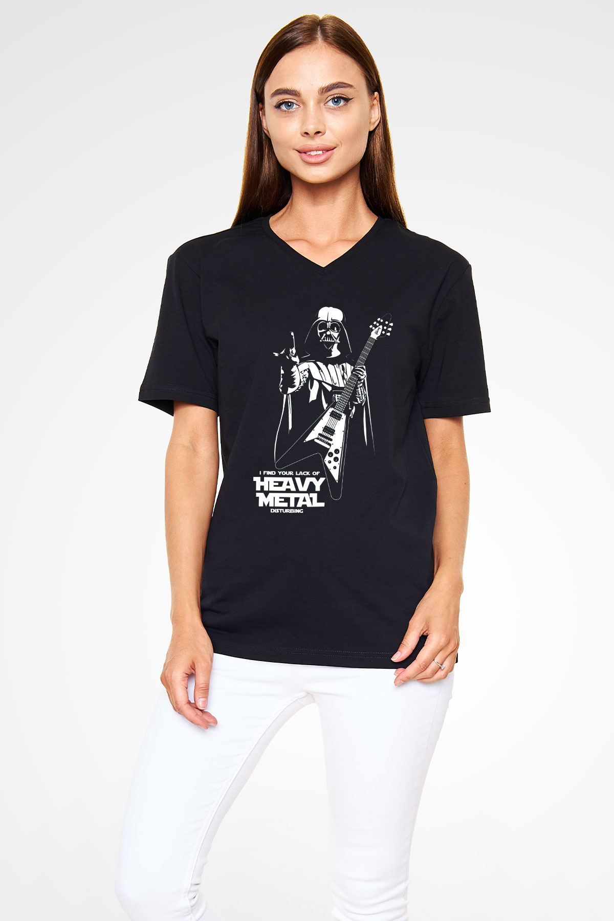 Star Wars Siyah Unisex V Yaka Tişört T-Shirt