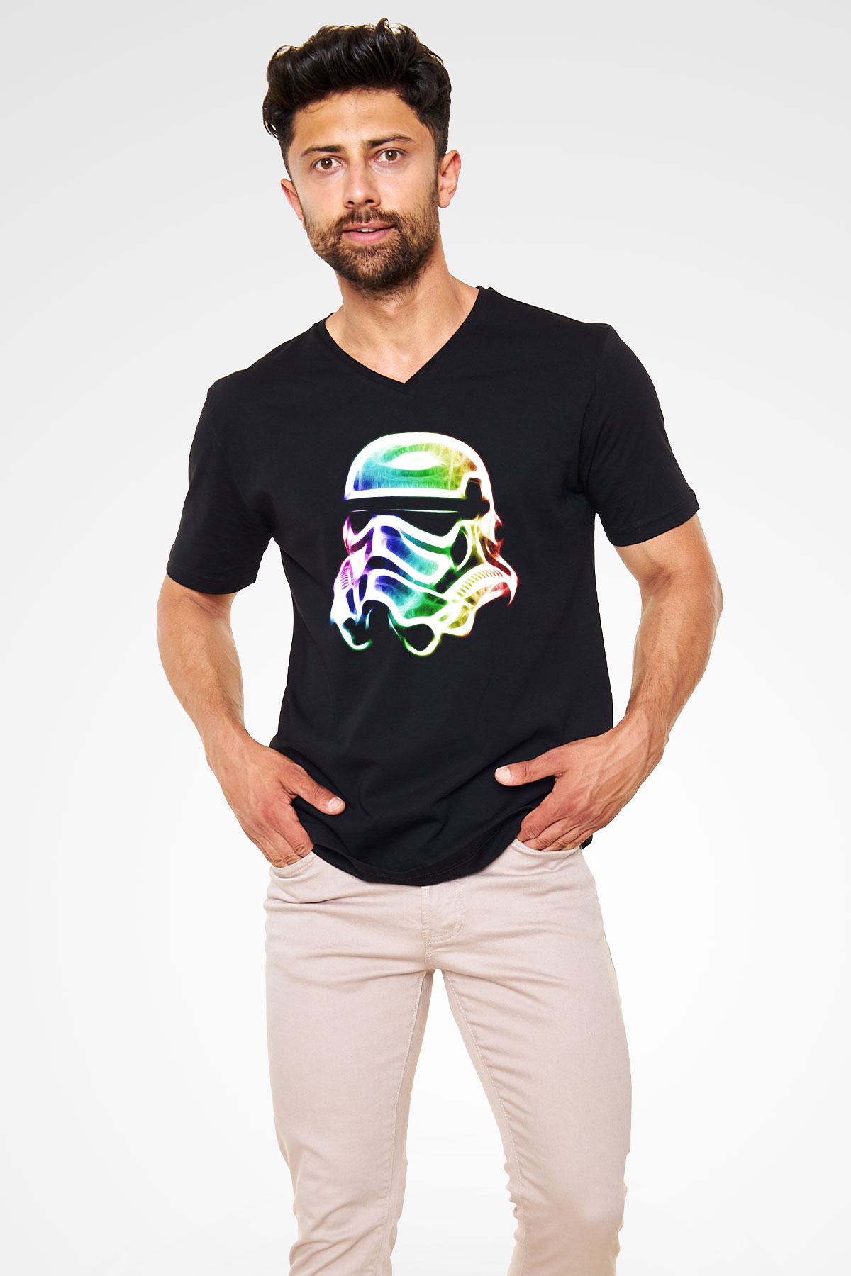 Star Wars Siyah Unisex V Yaka Tişört T-Shirt