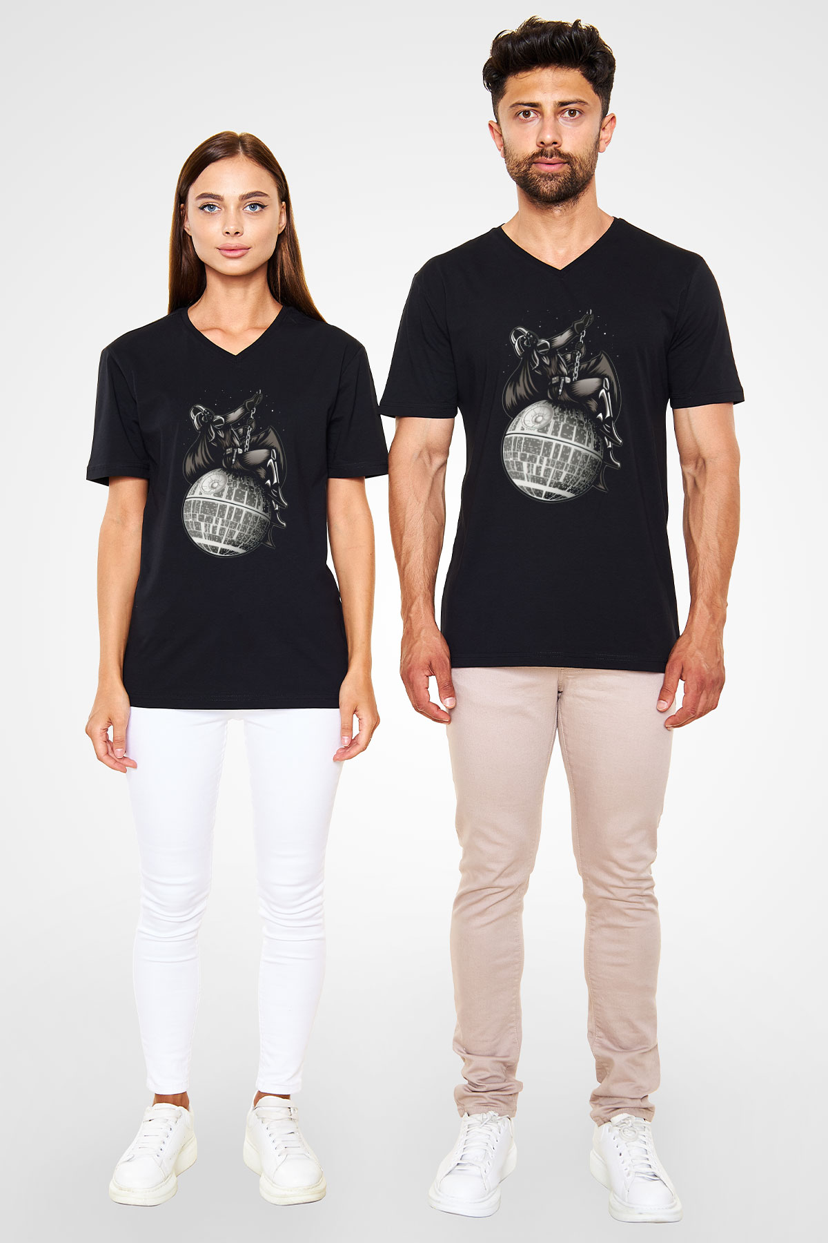 Star Wars Siyah Unisex V Yaka Tişört T-Shirt