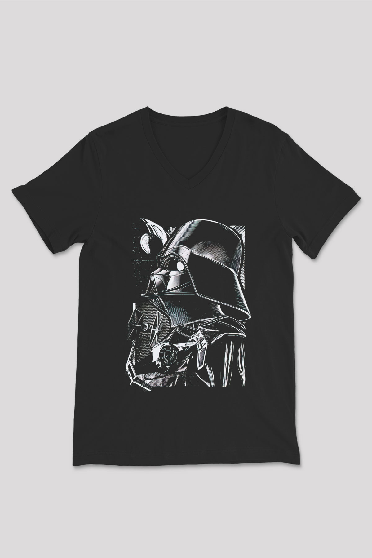 Star Wars Siyah Unisex V Yaka Tişört T-Shirt