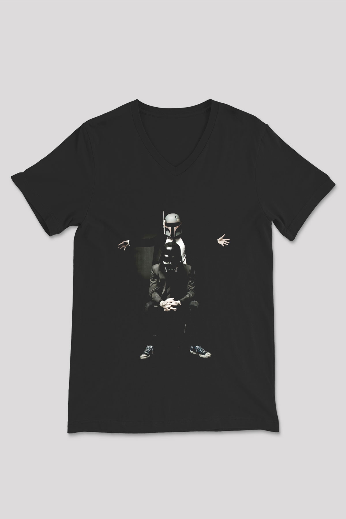 Star Wars Siyah Unisex V Yaka Tişört T-Shirt