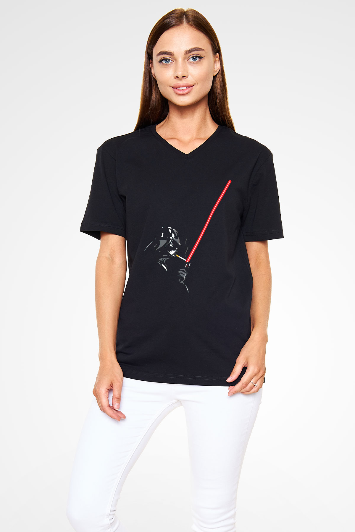 Star Wars Siyah Unisex V Yaka Tişört T-Shirt