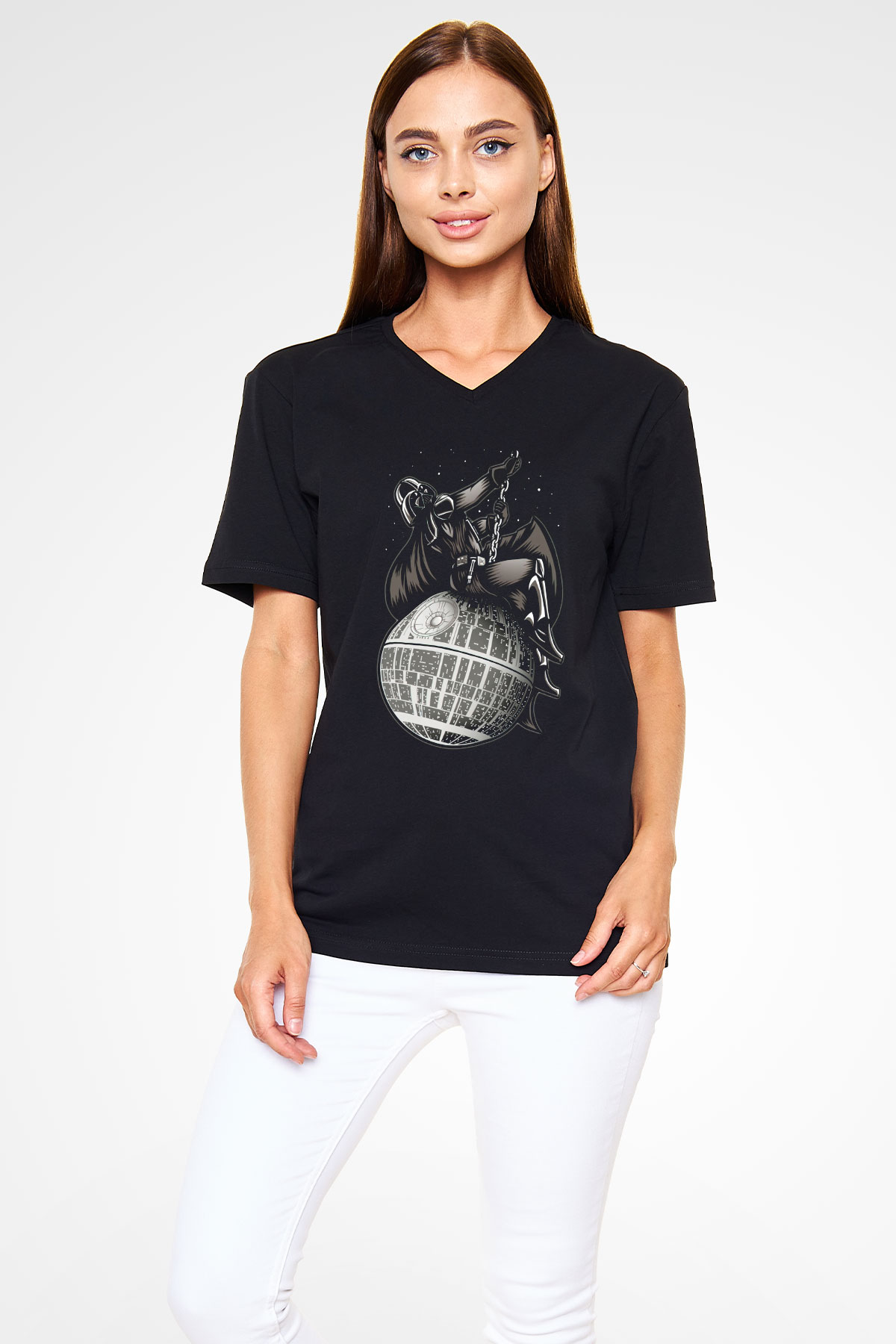 Star Wars Siyah Unisex V Yaka Tişört T-Shirt