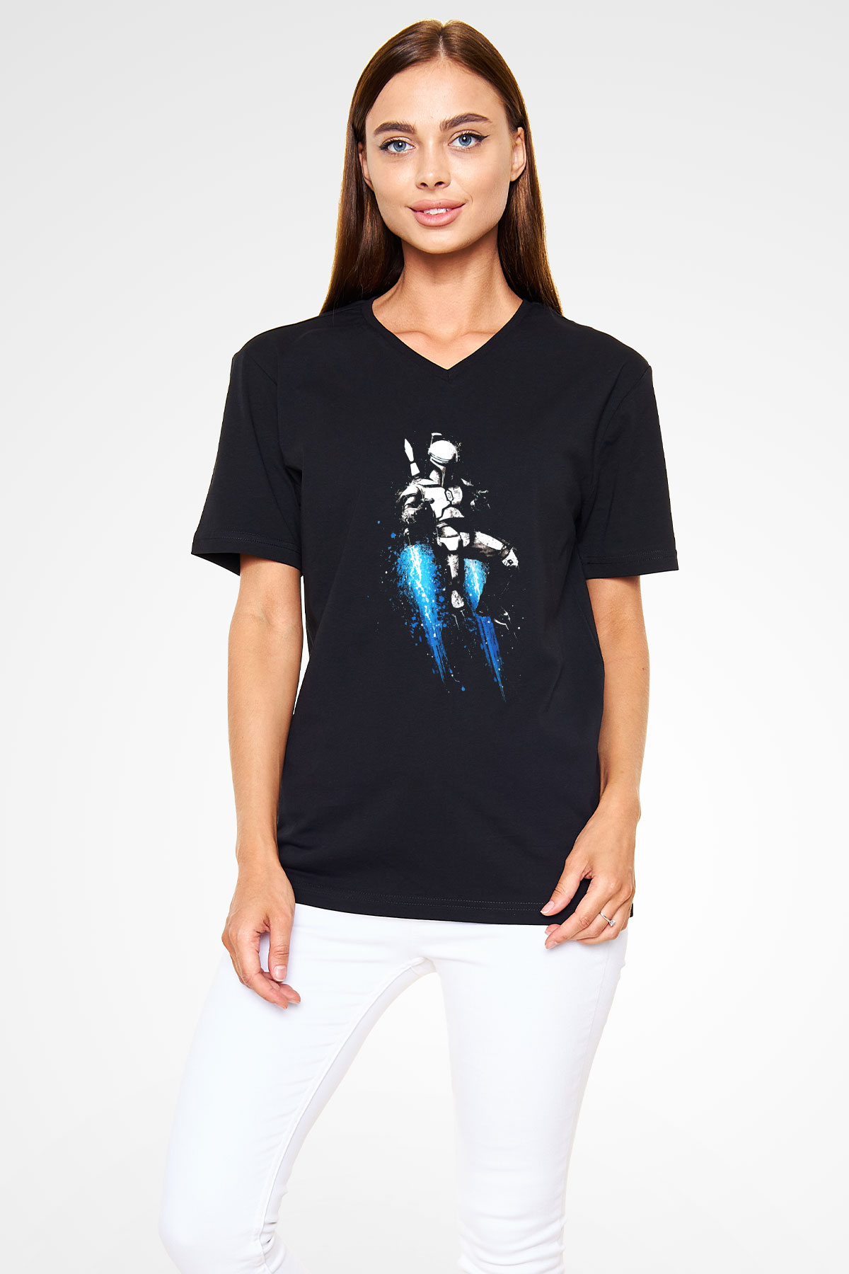 Star Wars Siyah Unisex V Yaka Tişört T-Shirt