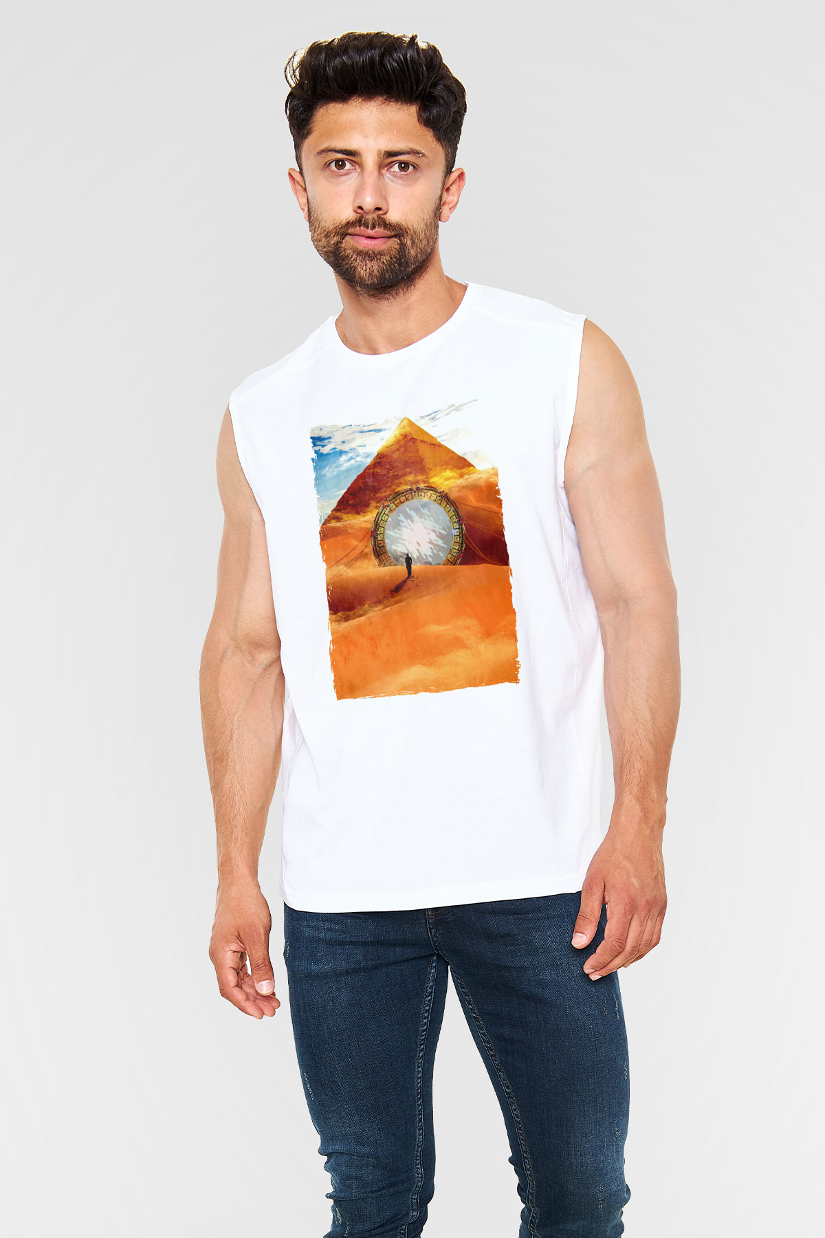 Stargate SG-1 Beyaz Unisex Kolsuz Tişört