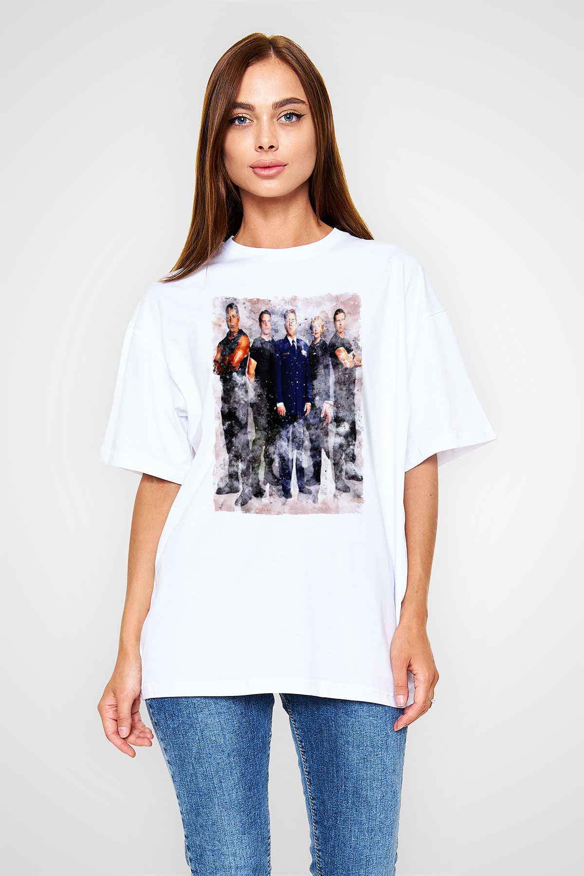 Stargate SG-1 Beyaz Oversize Tişört Oversize T-shirt
