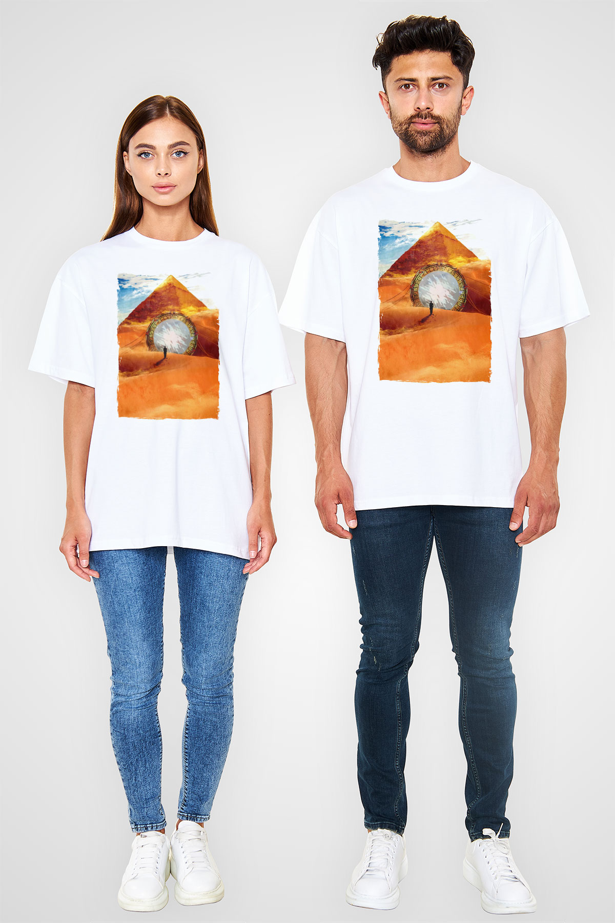 Stargate SG-1 Beyaz Oversize Tişört Oversize T-shirt