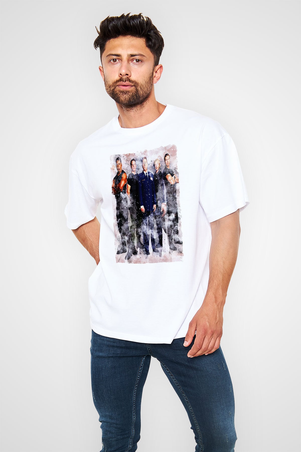 Stargate SG-1 Beyaz Oversize Tişört Oversize T-shirt