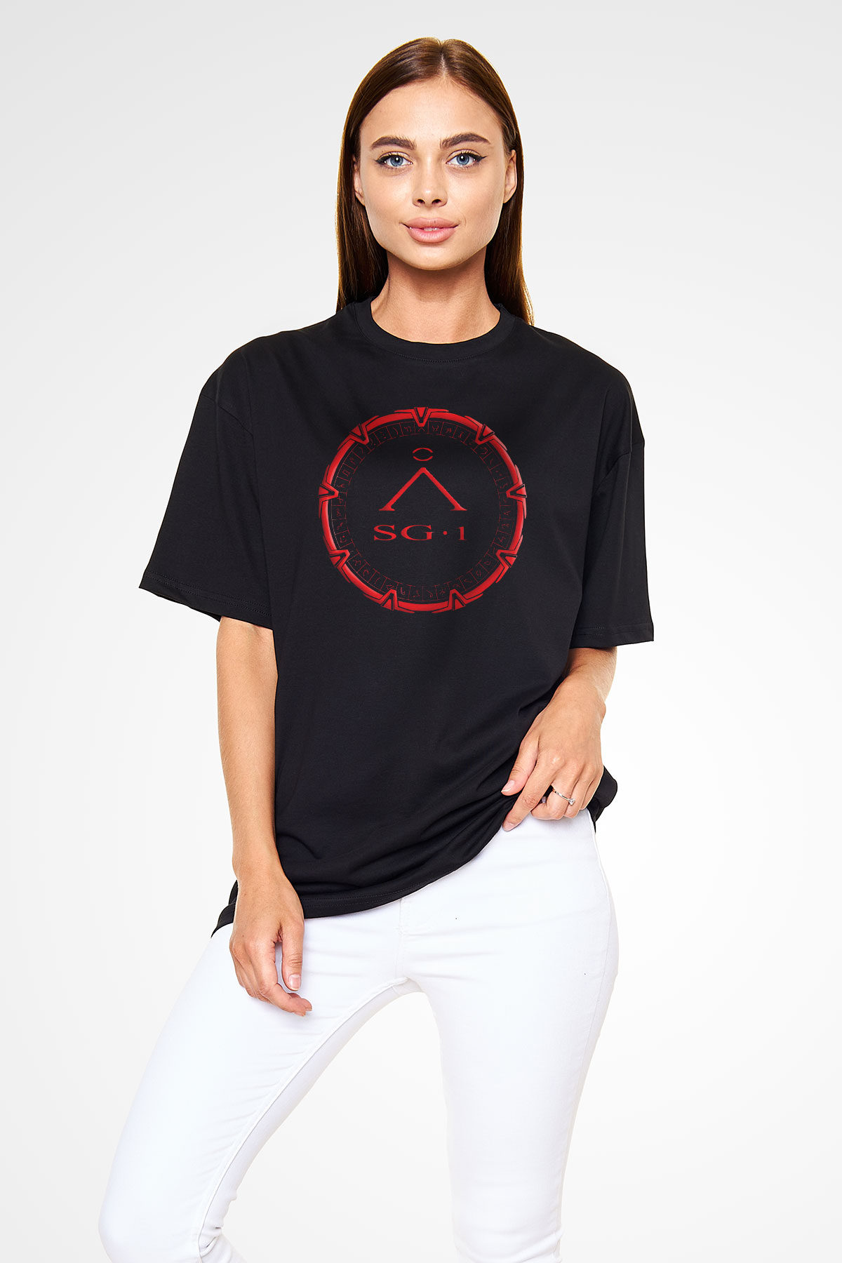 Stargate SG-1 Siyah Oversize Tişört Oversize T-shirt