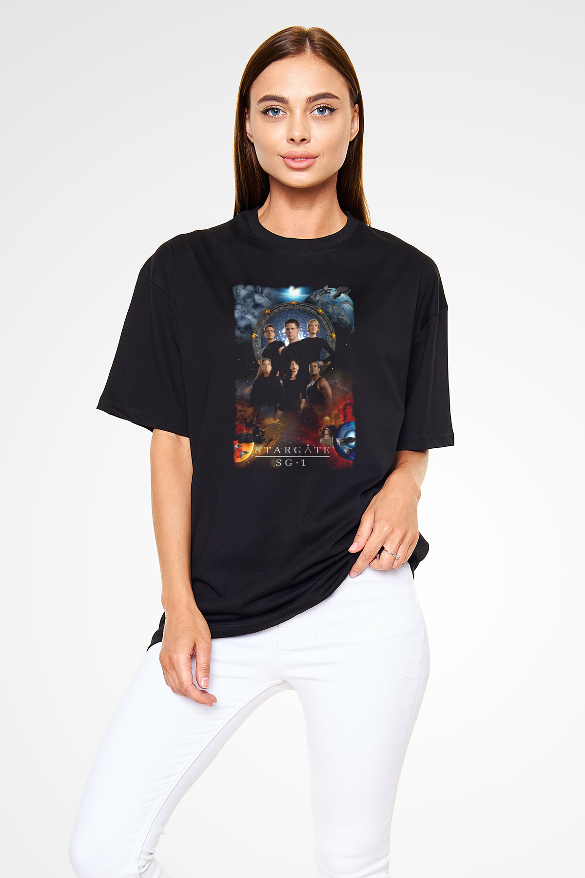 Stargate SG-1 Siyah Oversize Tişört Oversize T-shirt