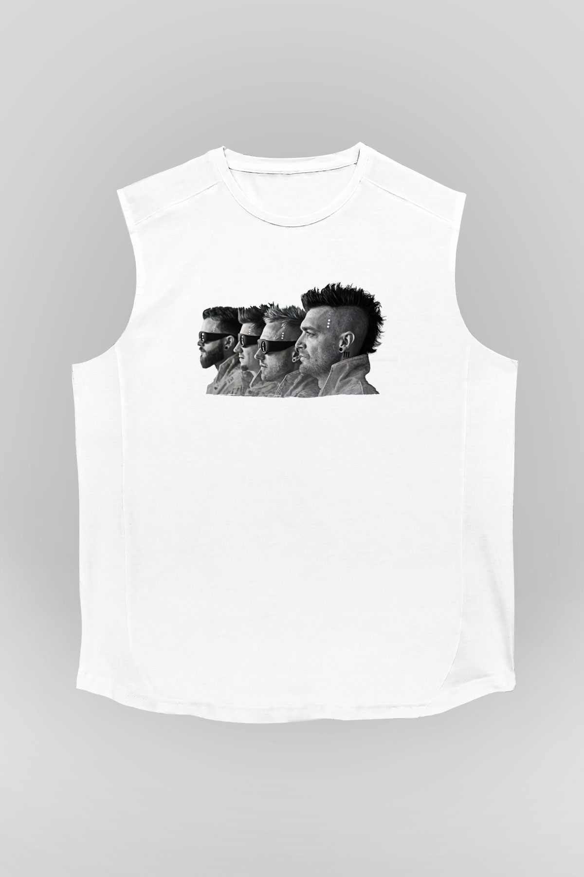 Starset Baskılı Beyaz Unisex Kolsuz Tişört - Tshirt