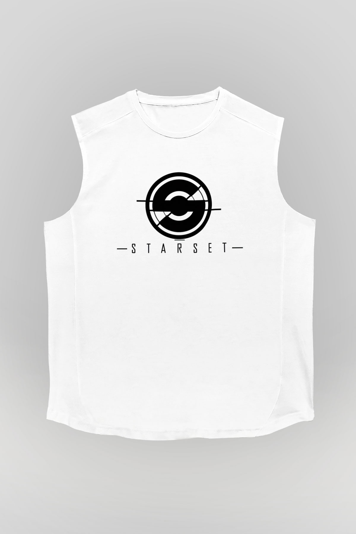 Starset Baskılı Beyaz Unisex Kolsuz Tişört - Tshirt