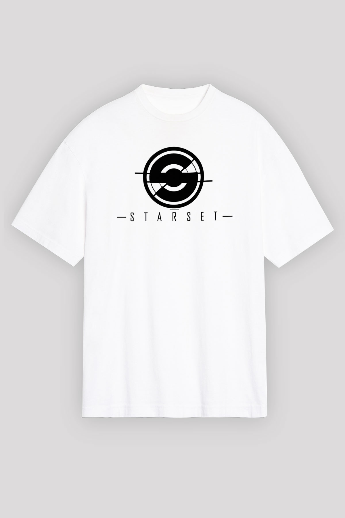 Starset Baskılı Beyaz Unisex Oversize Tişört - Tshirt