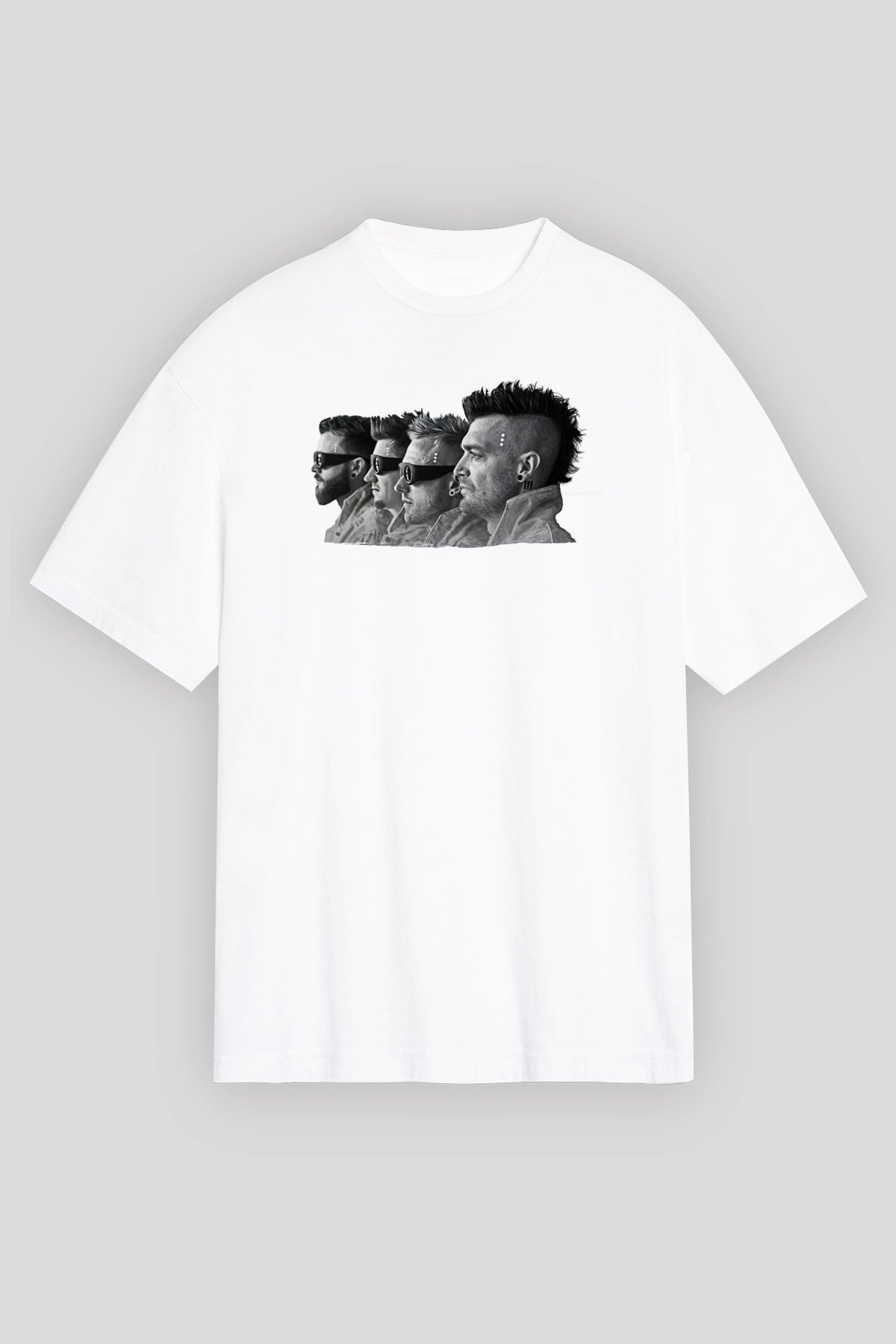 Starset Baskılı Beyaz Unisex Oversize Tişört - Tshirt