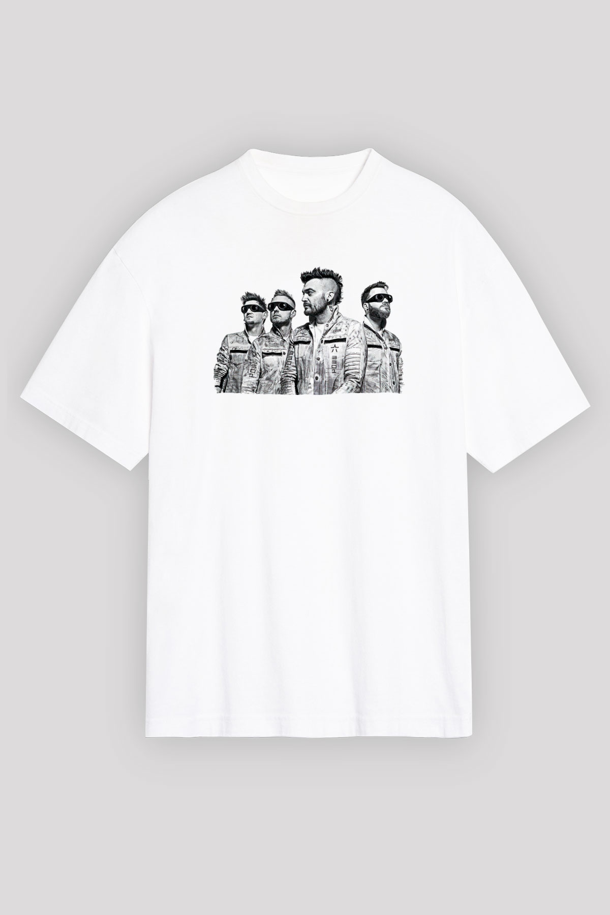 Starset Baskılı Beyaz Unisex Oversize Tişört - Tshirt