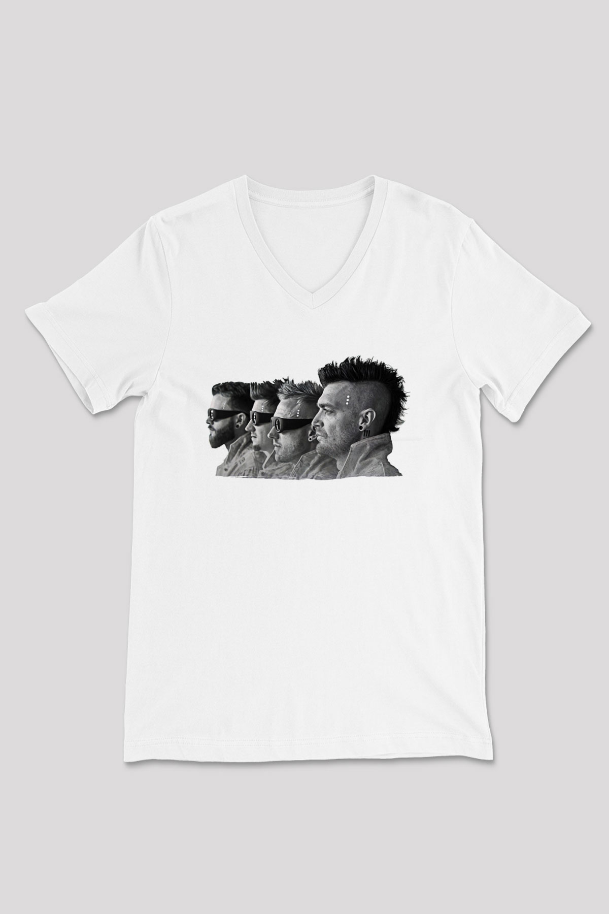 Starset Baskılı Beyaz Unisex V Yaka Tişört - Tshirt
