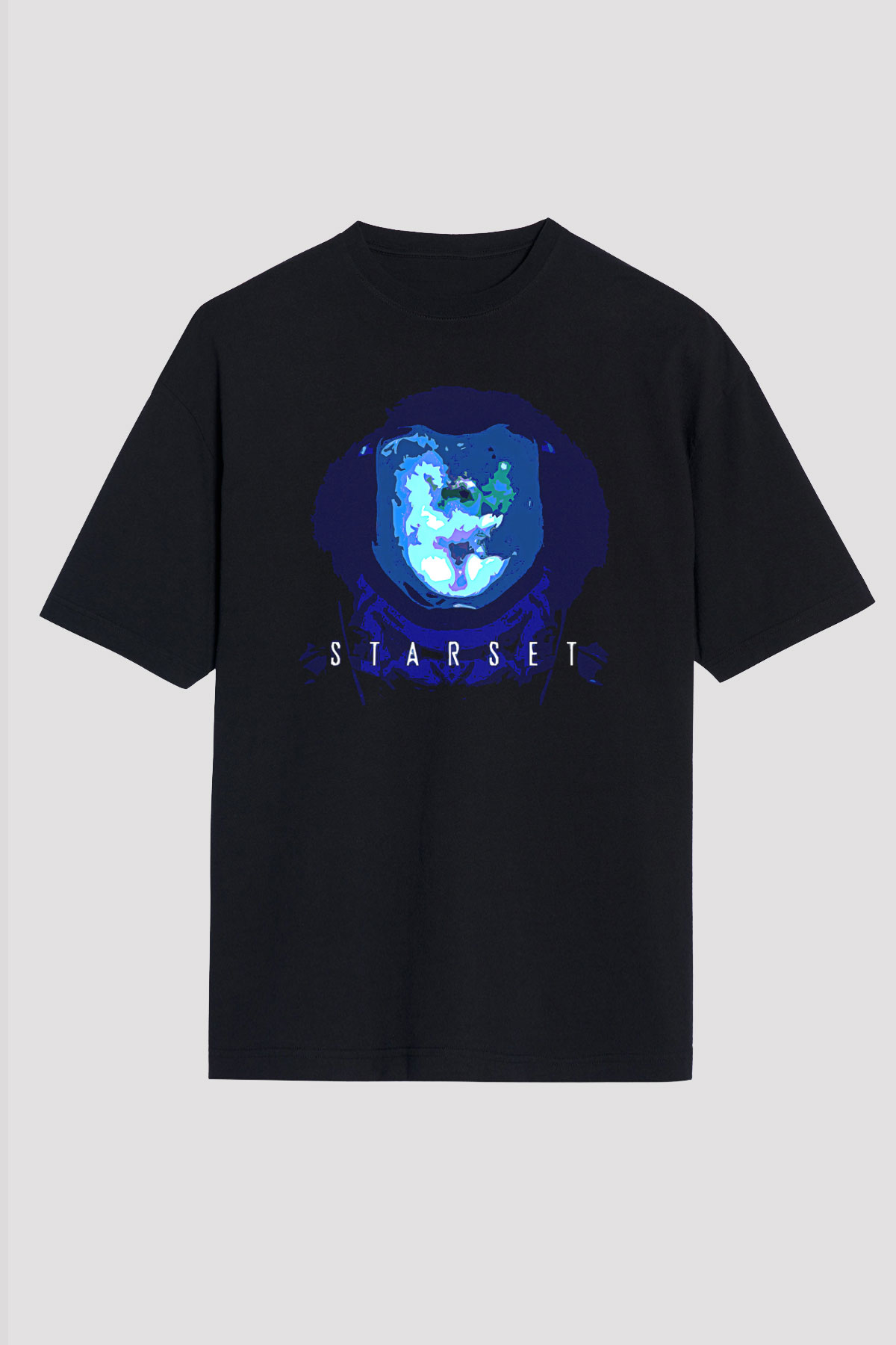 Starset Baskılı Unisex Siyah Oversize Tişört - Tshirt