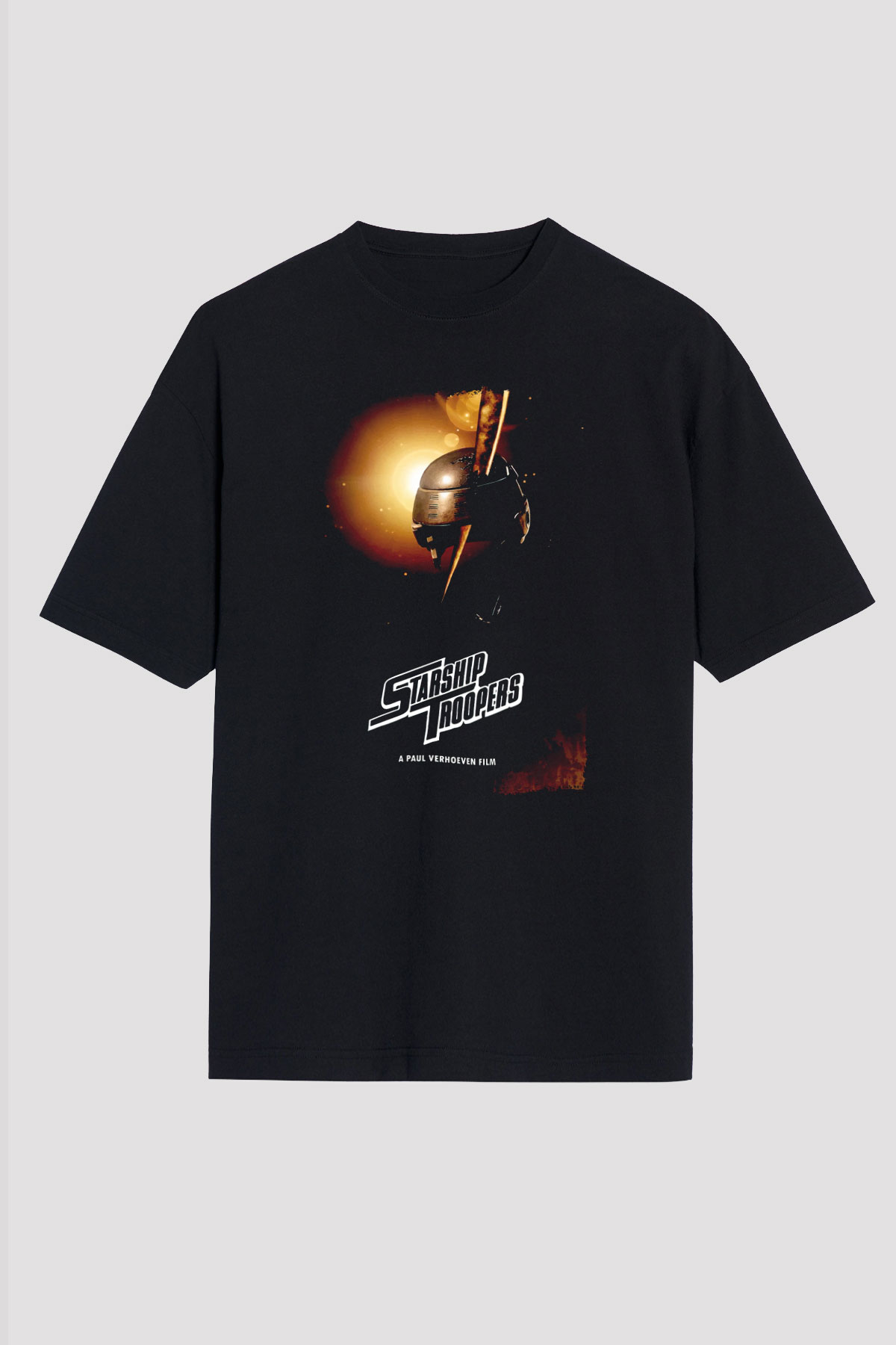 Starship Troopers Siyah Oversize Tişört
