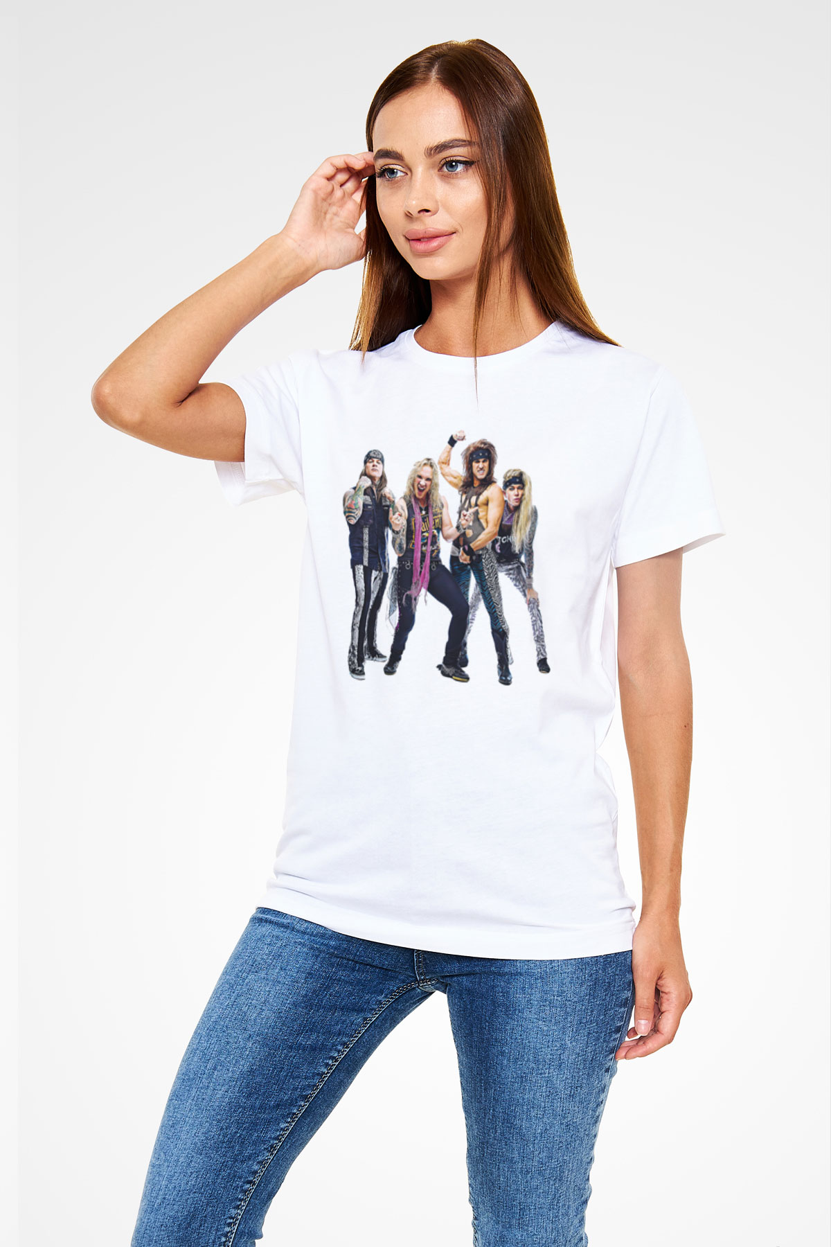 Steel Panther Baskılı Unisex Beyaz Tişört - Tshirt