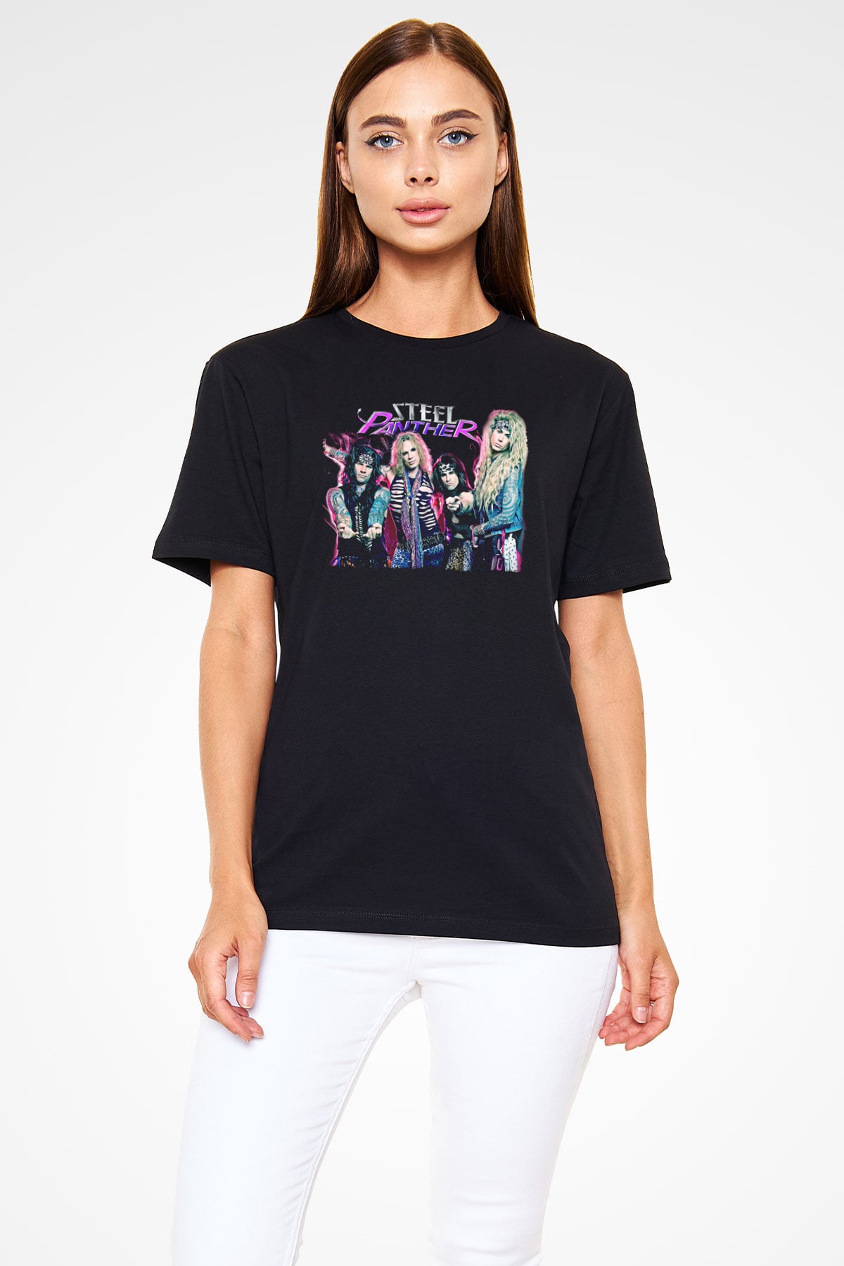 Steel Panther Baskılı Unisex Siyah Tişört - Tshirt