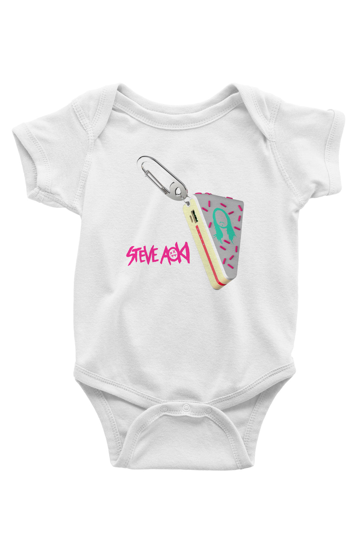 Steve Aoki Baskılı Beyaz Unisex Bebek Body - Zıbın