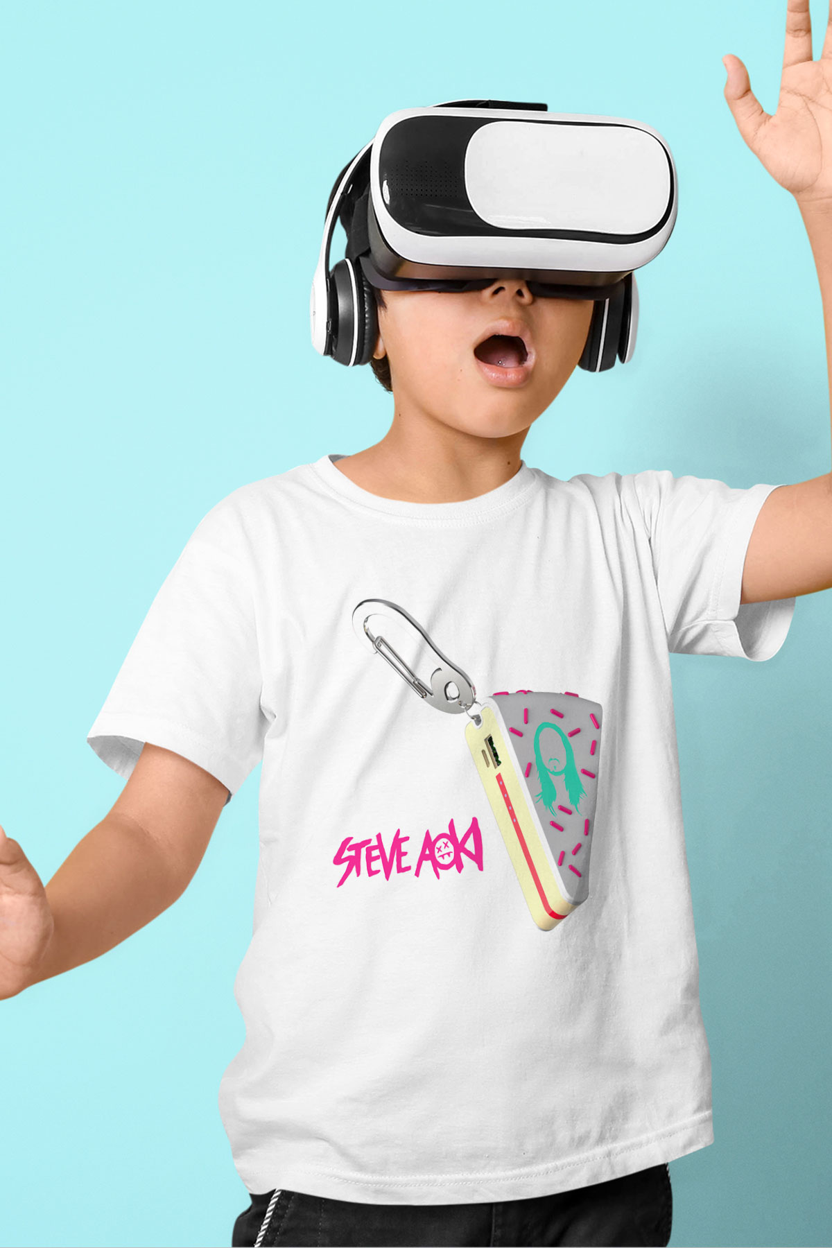 Steve Aoki Baskılı Beyaz Unisex Çocuk Tişört