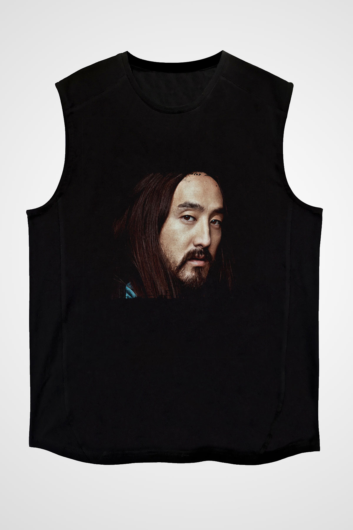 Steve Aoki Baskılı Unisex Siyah Kolsuz Tişört