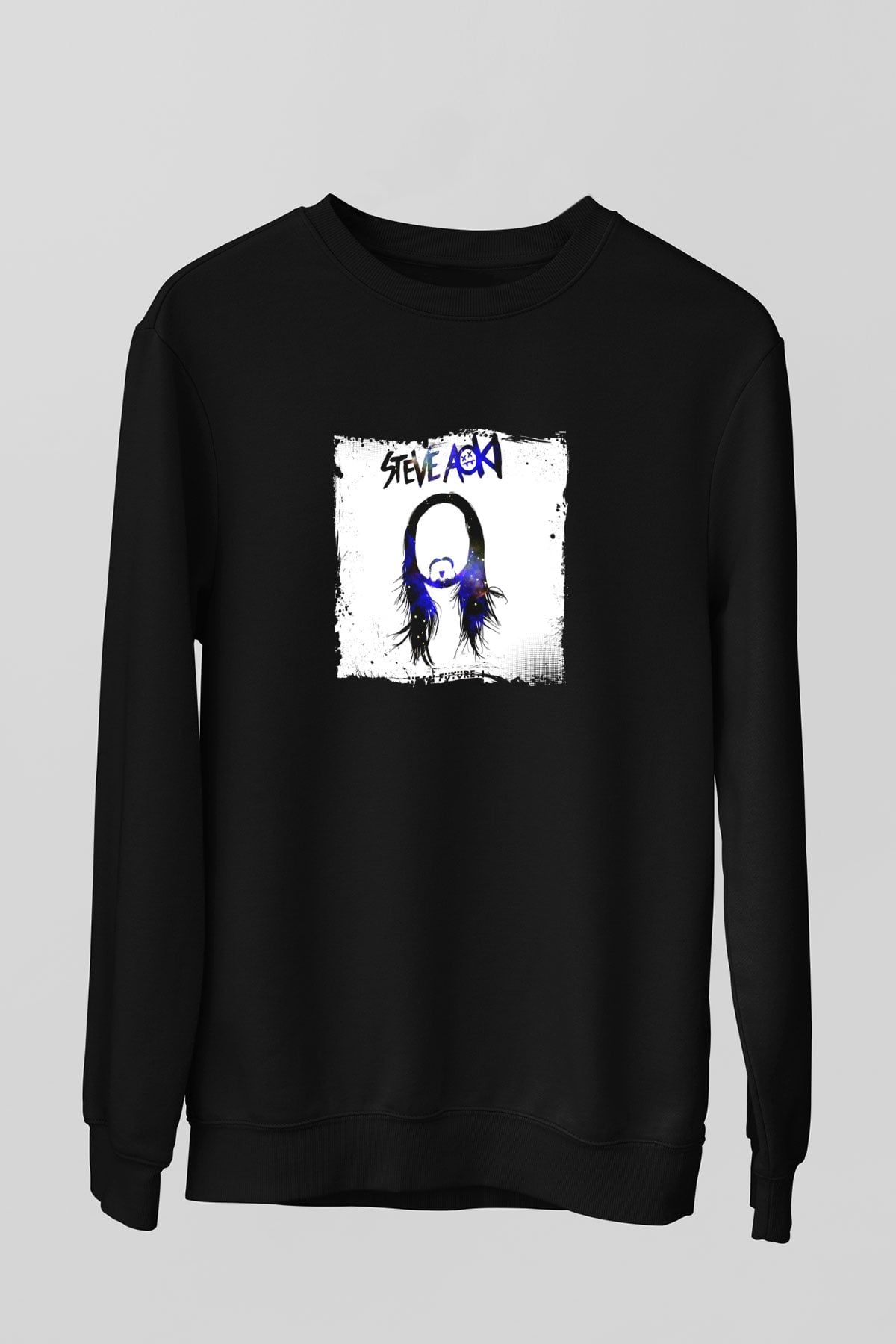 Steve Aoki Baskılı Unisex Siyah Sweatshirt