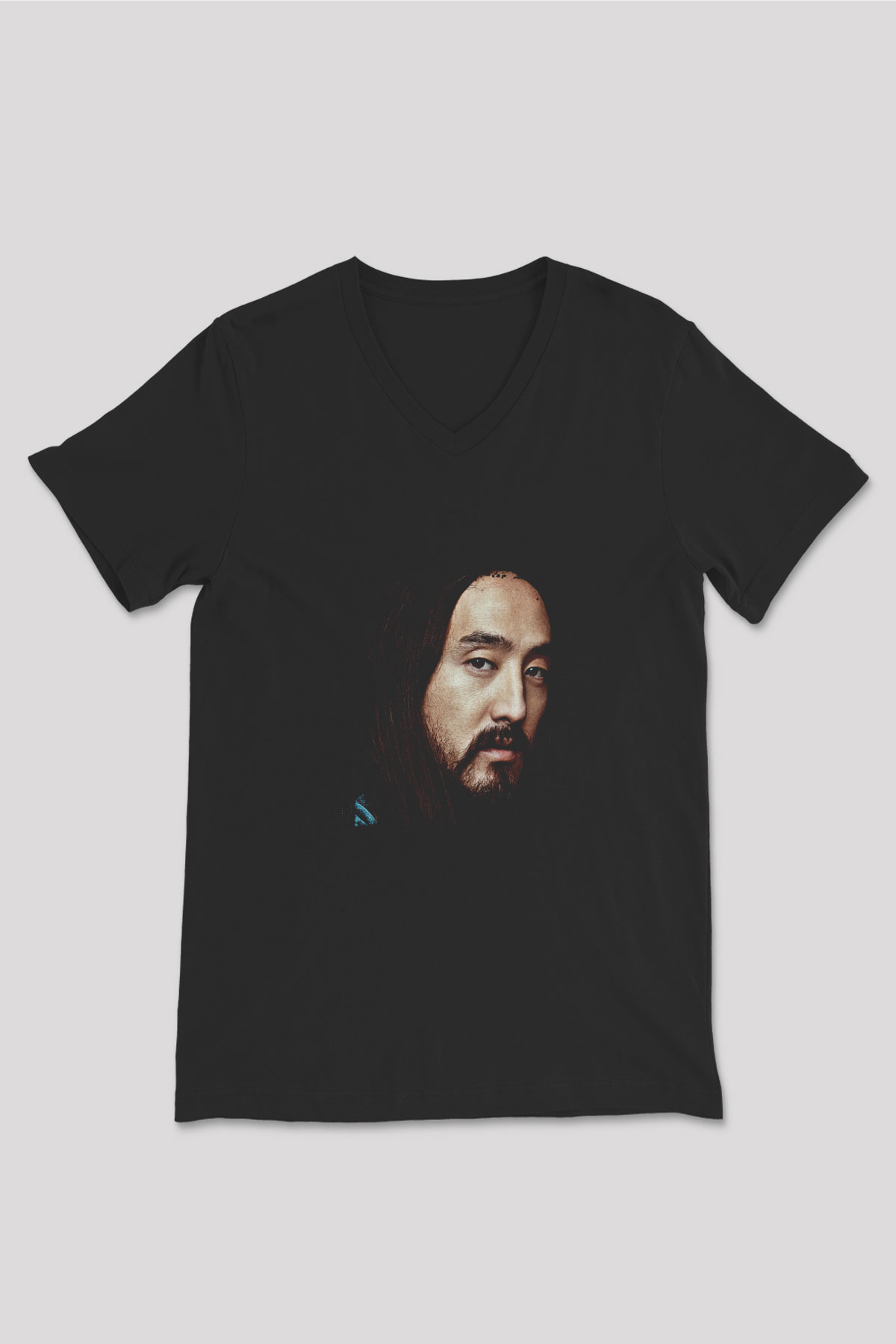Steve Aoki Baskılı Unisex Siyah V Yaka Tişört