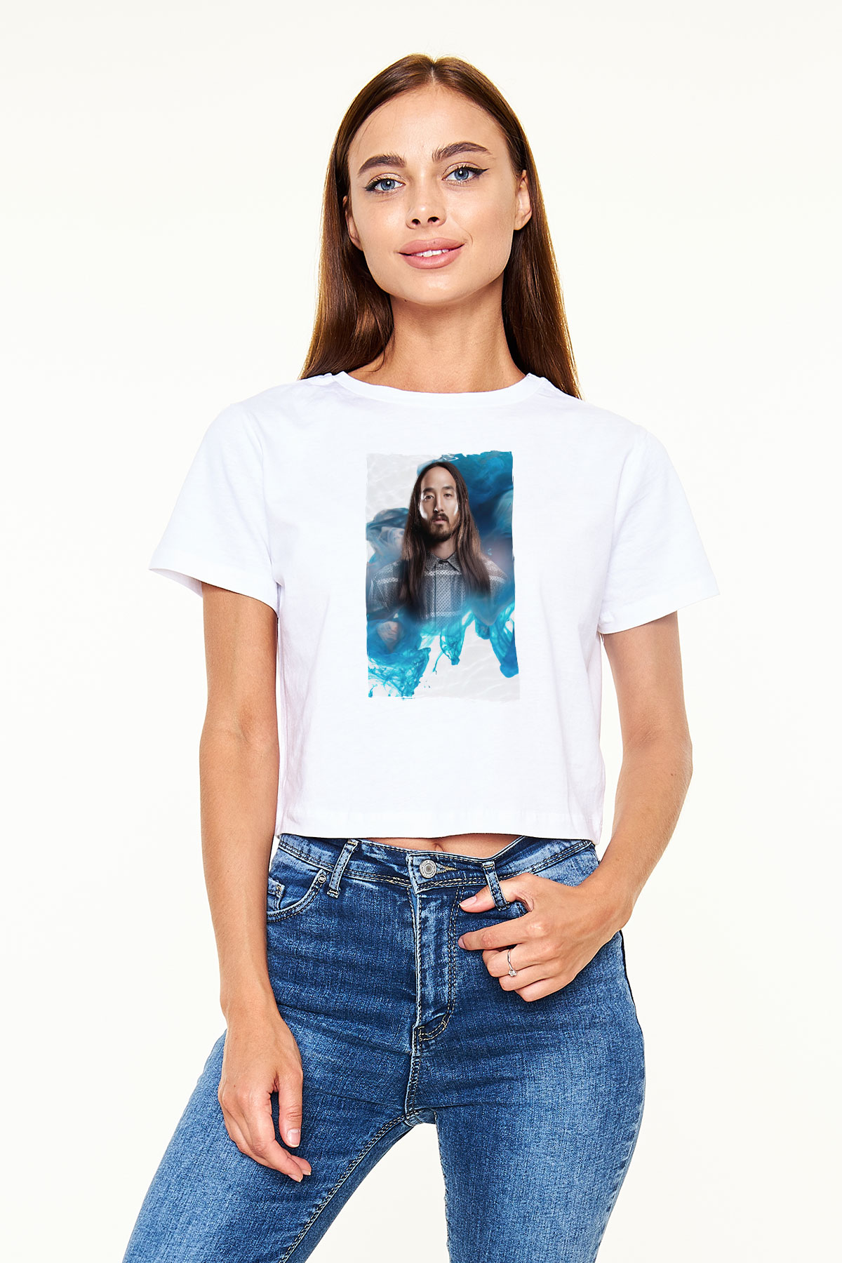 Steve Aoki Beyaz  Crop Top Tişört