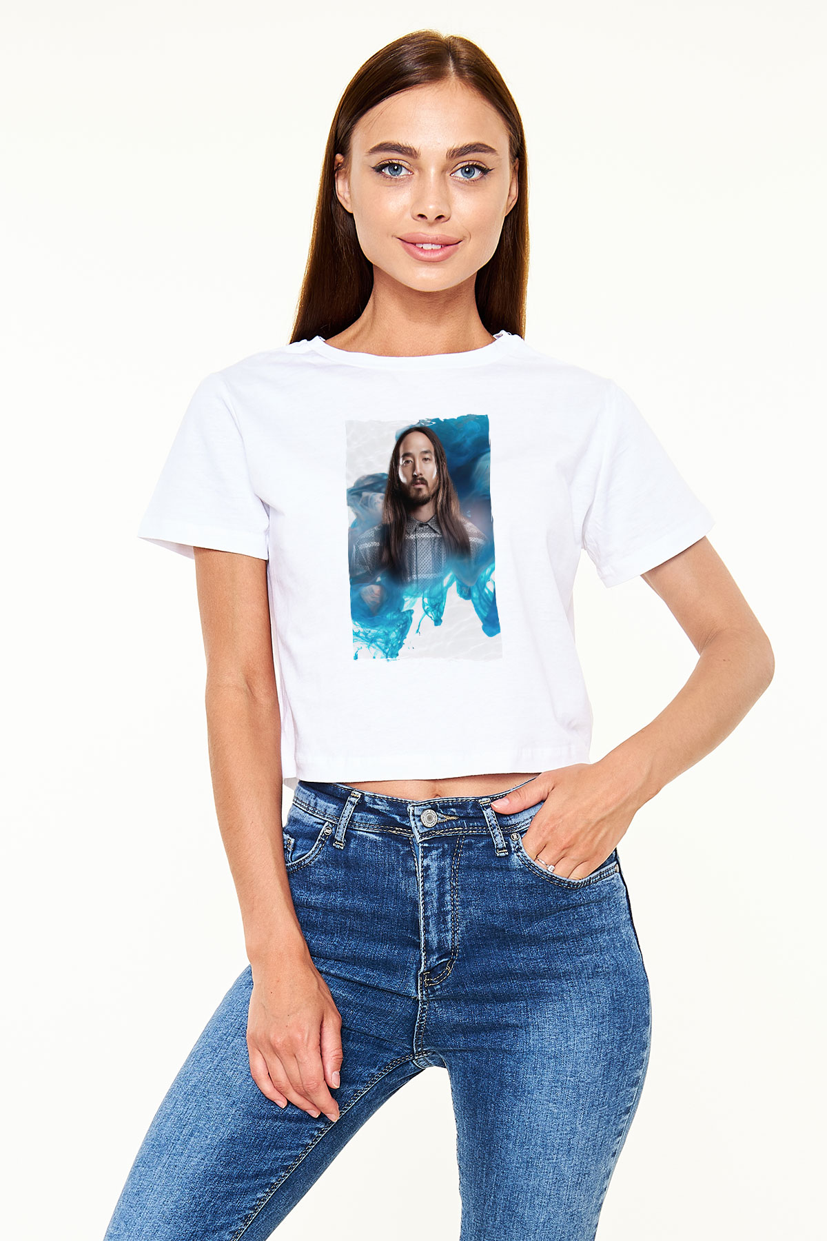 Steve Aoki Beyaz  Crop Top Tişört