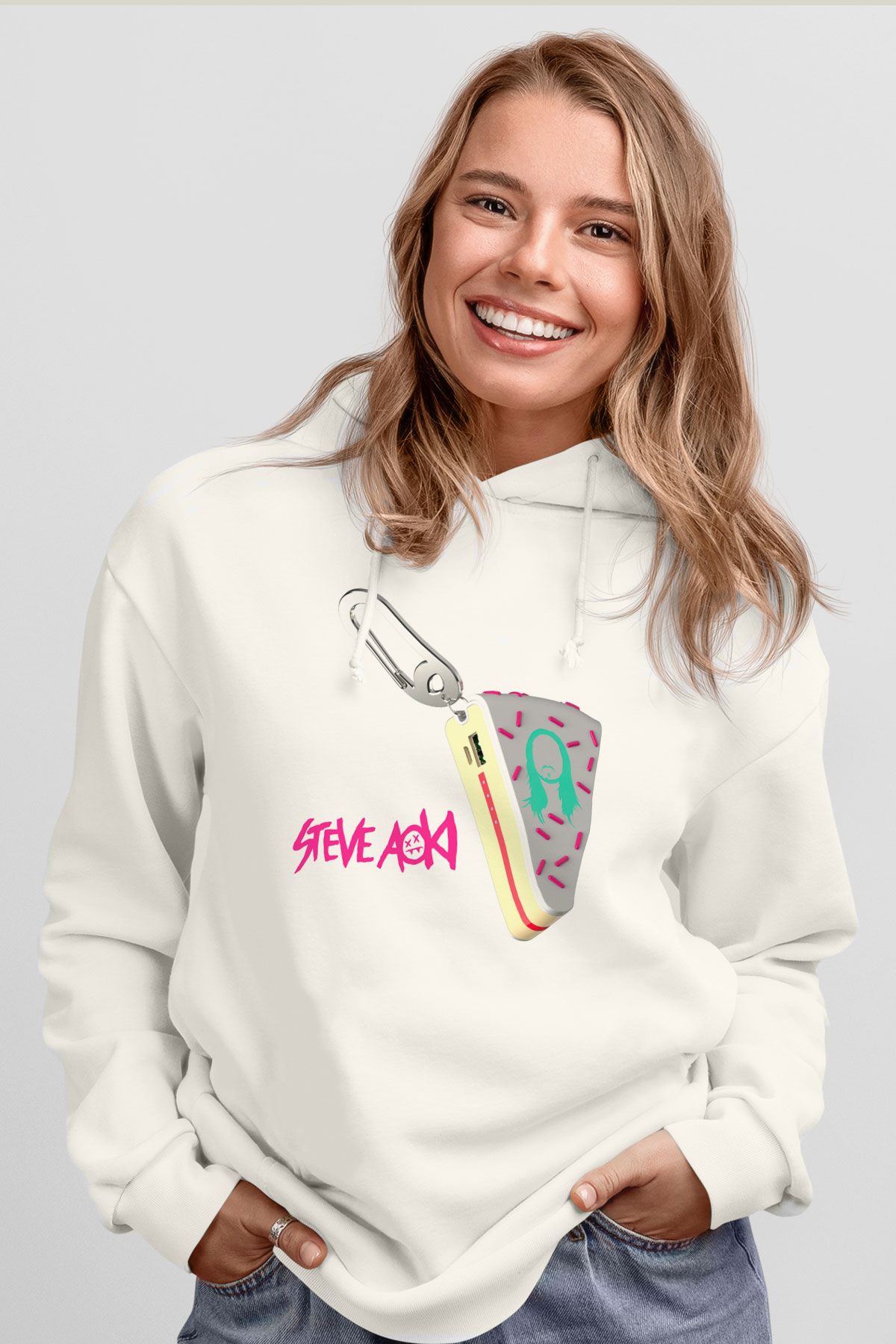 Steve Aoki Beyaz Unisex Kapşonlu Sweatshirt