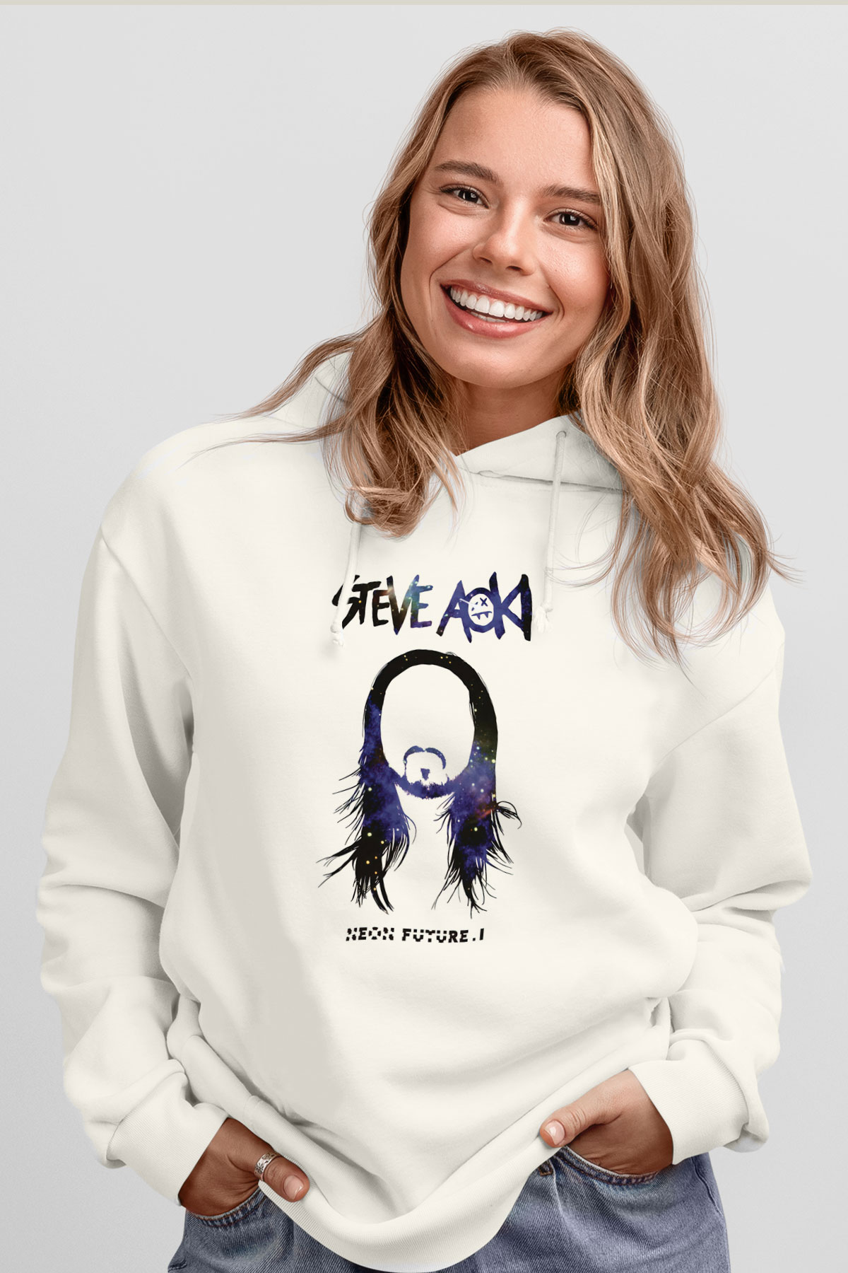Steve Aoki Beyaz Unisex Kapüşonlu Sweatshirt