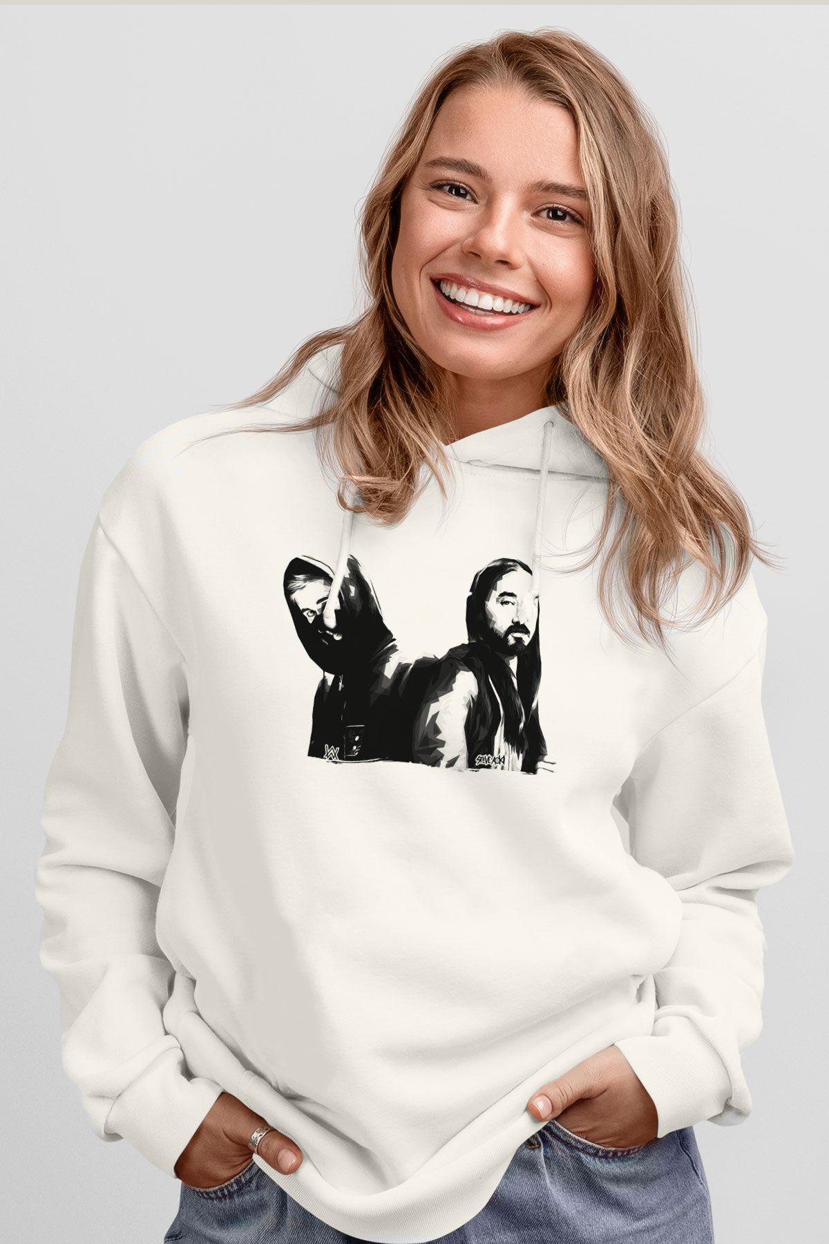 Steve Aoki Beyaz Unisex Kapüşonlu Sweatshirt