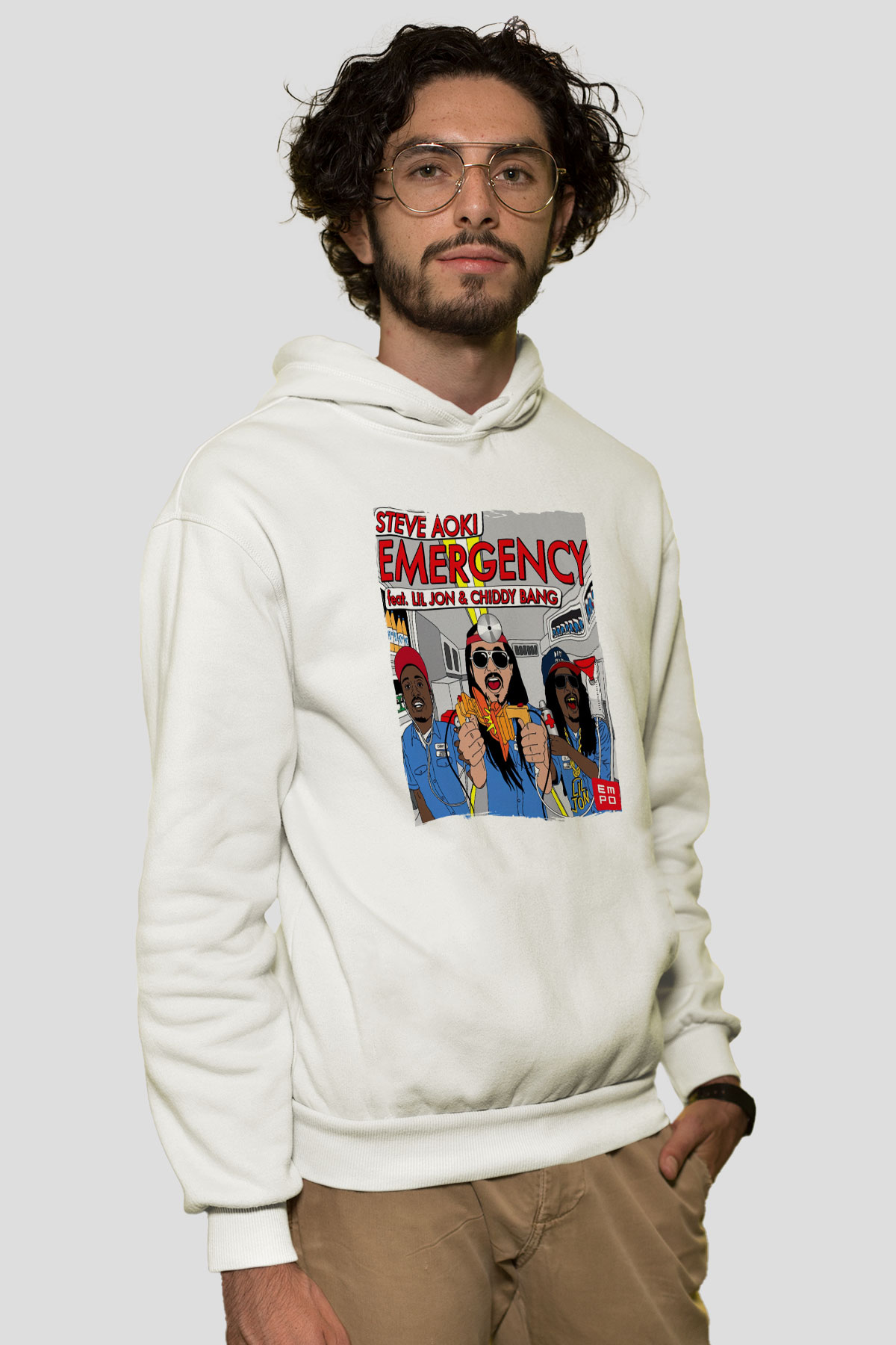 Steve Aoki Beyaz Unisex Kapüşonlu Sweatshirt