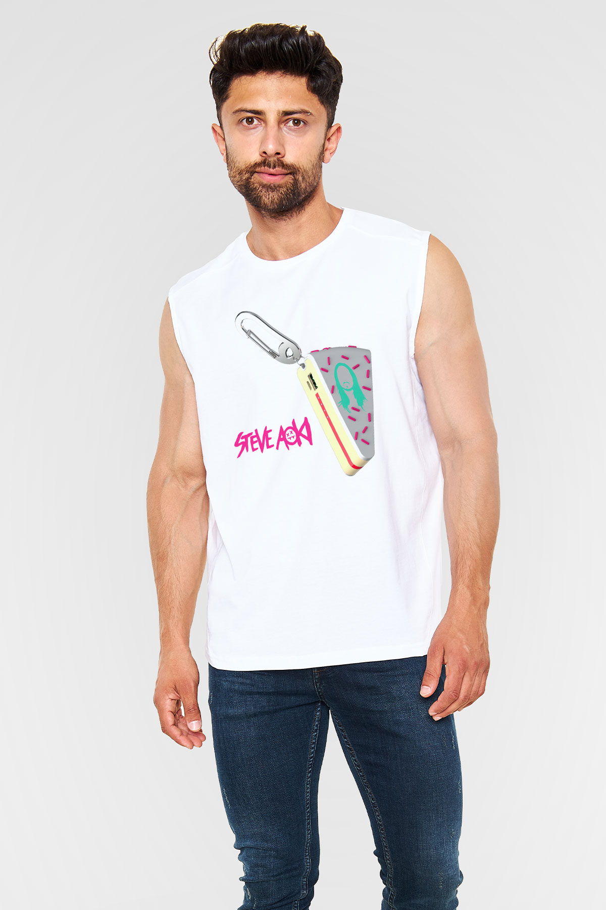 Steve Aoki Beyaz Unisex Kolsuz Tişört