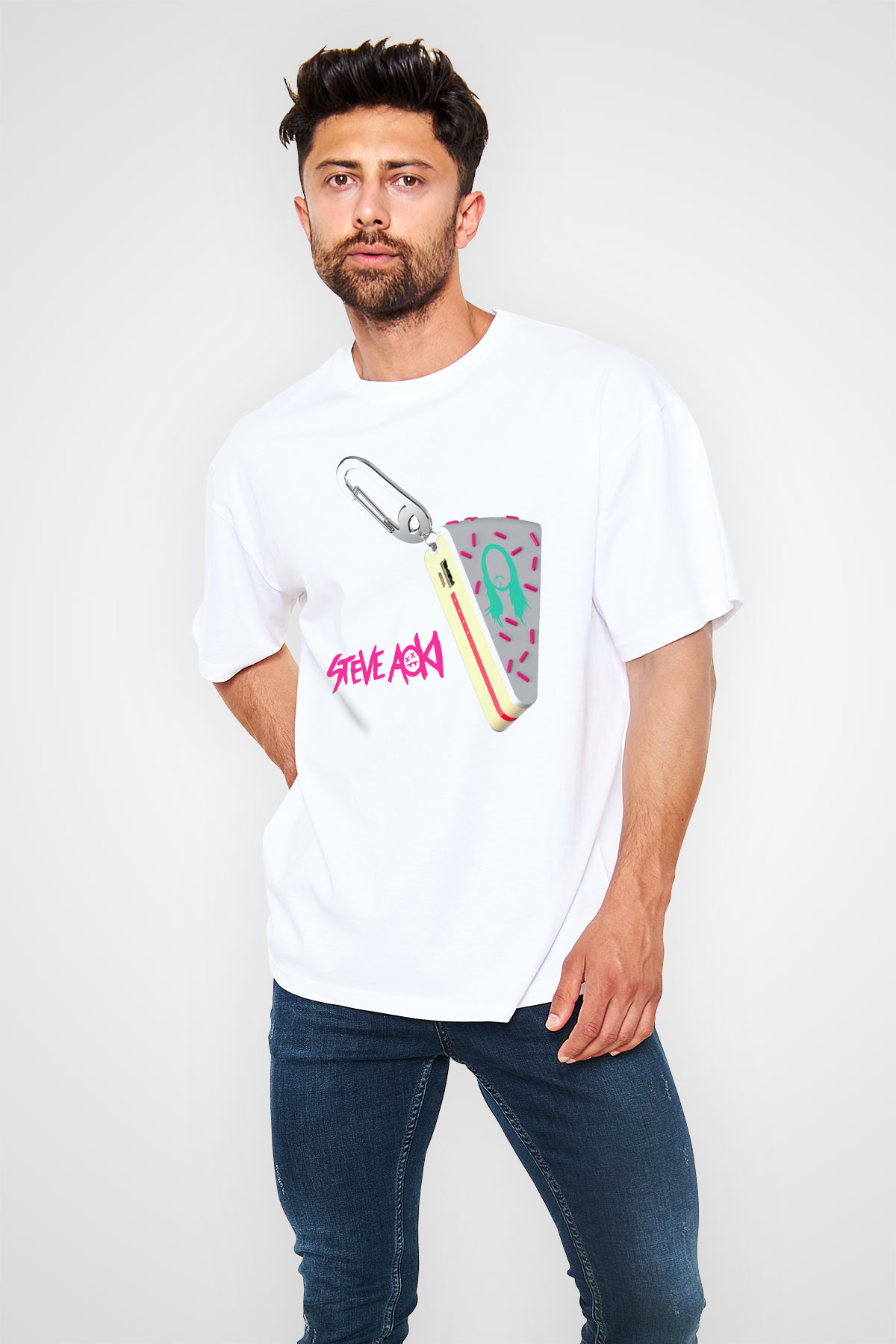 Steve Aoki Beyaz Unisex Oversize Tişört T-Shirt