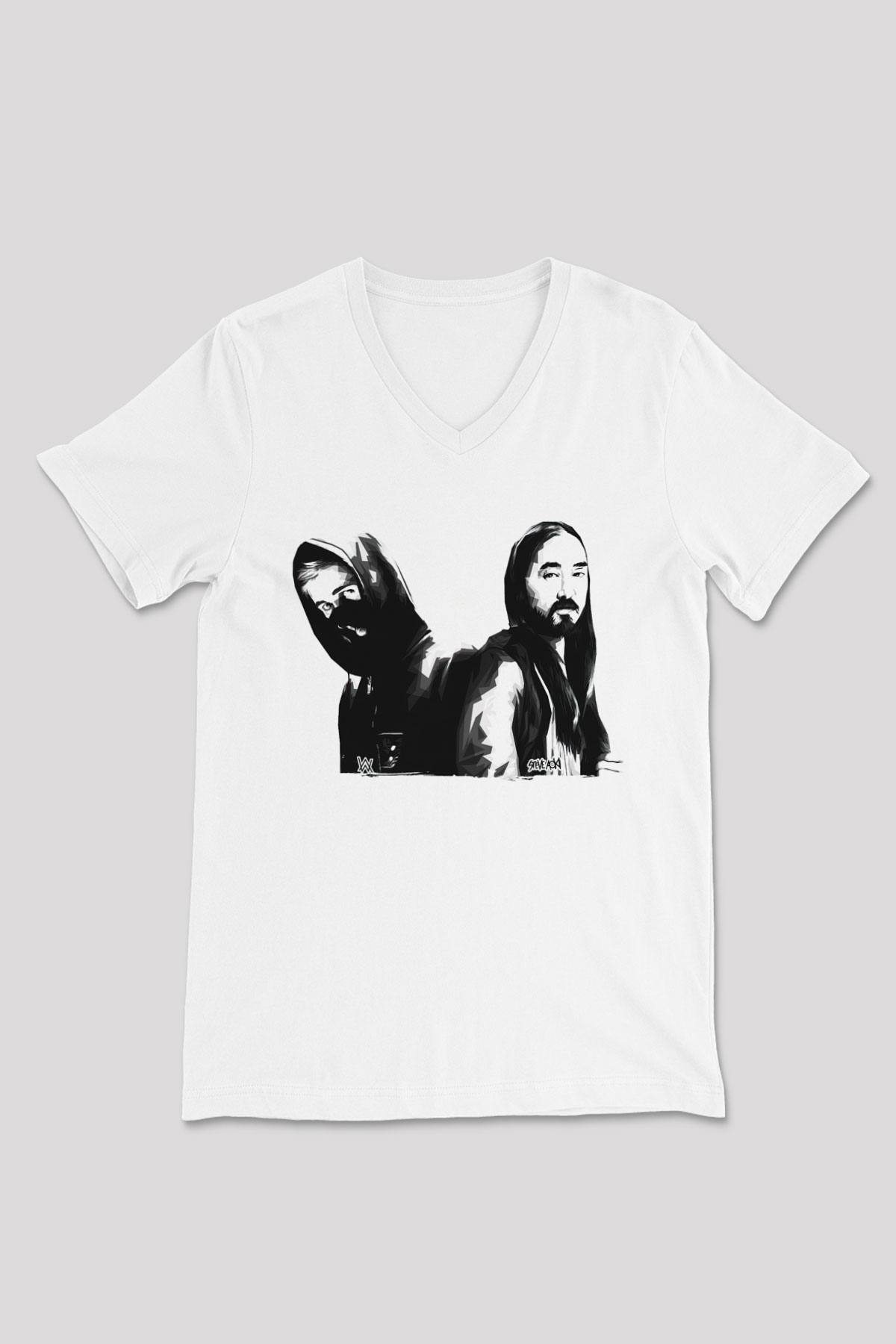 Steve Aoki Beyaz Unisex V Yaka Tişört