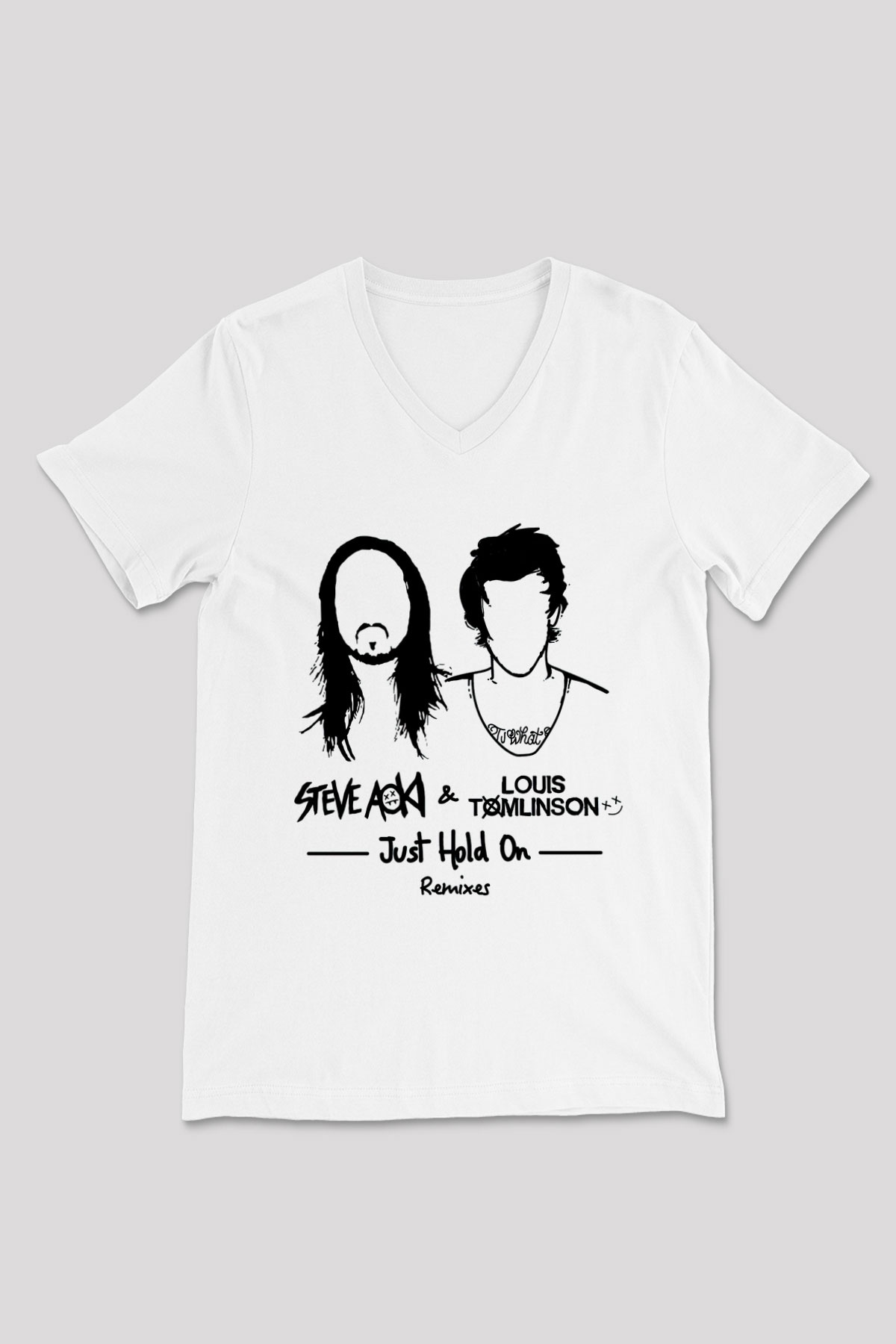 Steve Aoki Beyaz Unisex V Yaka Tişört