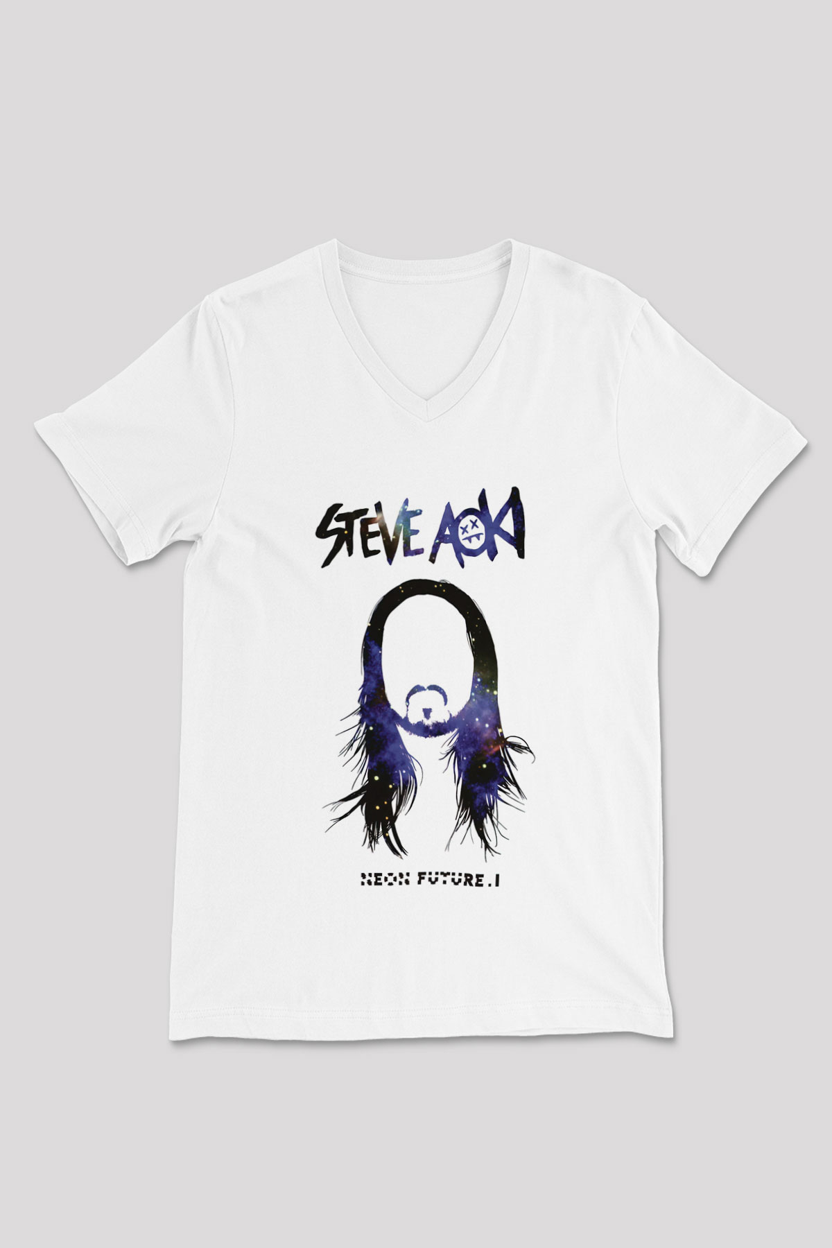 Steve Aoki Beyaz Unisex V Yaka Tişört