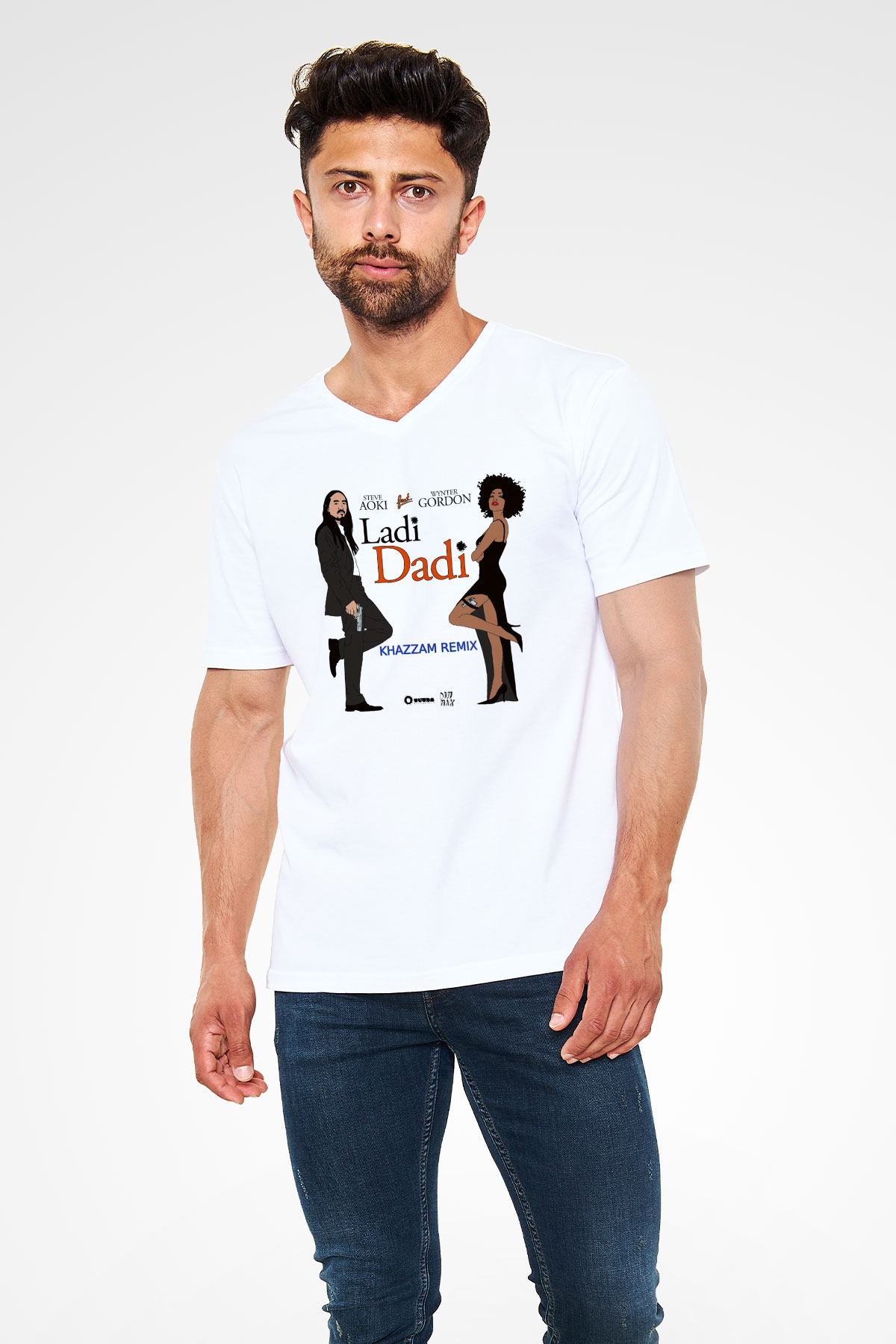 Steve Aoki Beyaz Unisex V Yaka Tişört