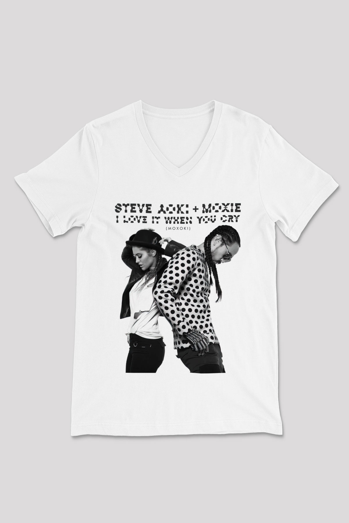 Steve Aoki Beyaz Unisex V Yaka Tişört