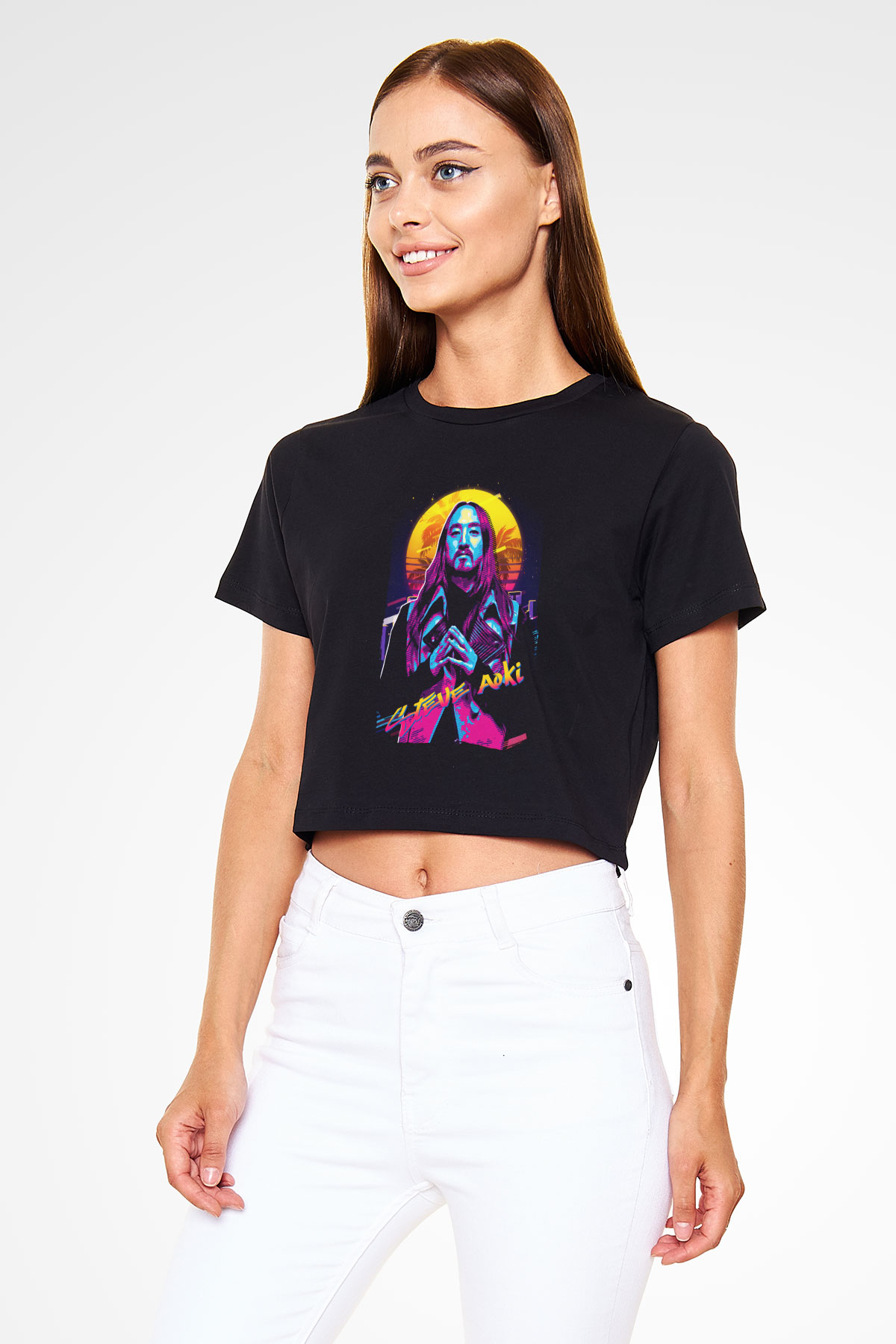 Steve Aoki Siyah  Crop Top Tişört