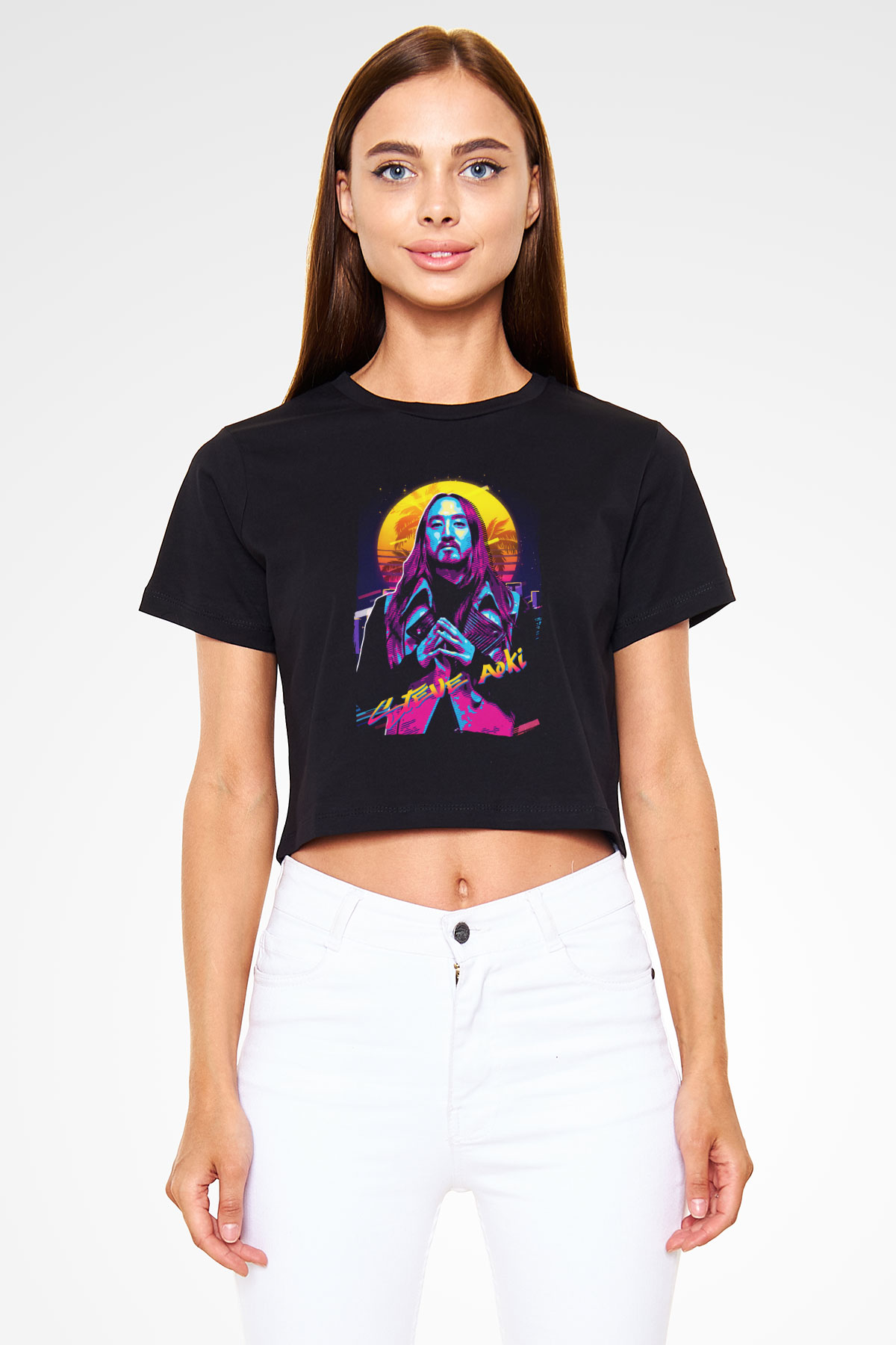 Steve Aoki Siyah  Crop Top Tişört