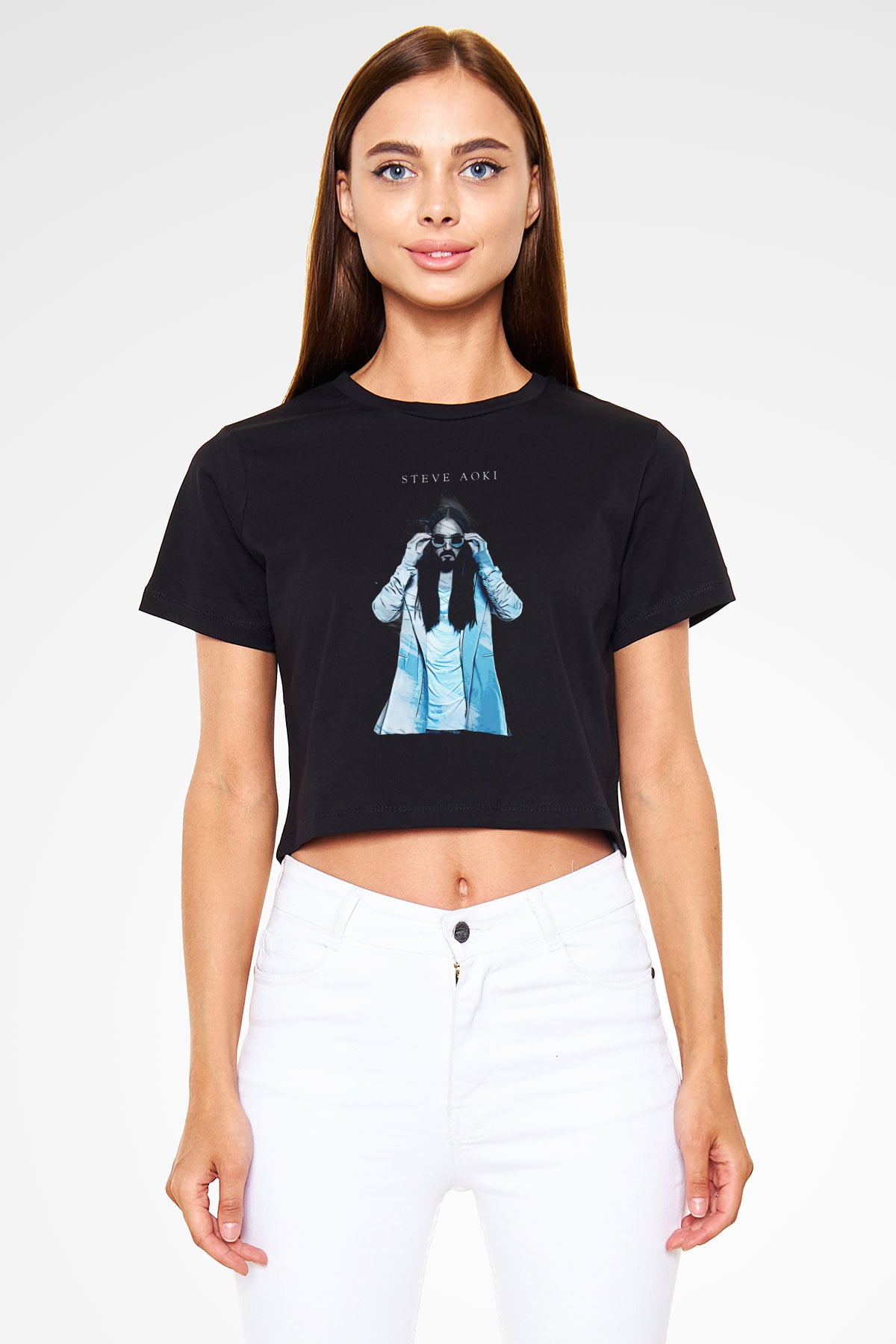 Steve Aoki Siyah  Crop Top Tişört
