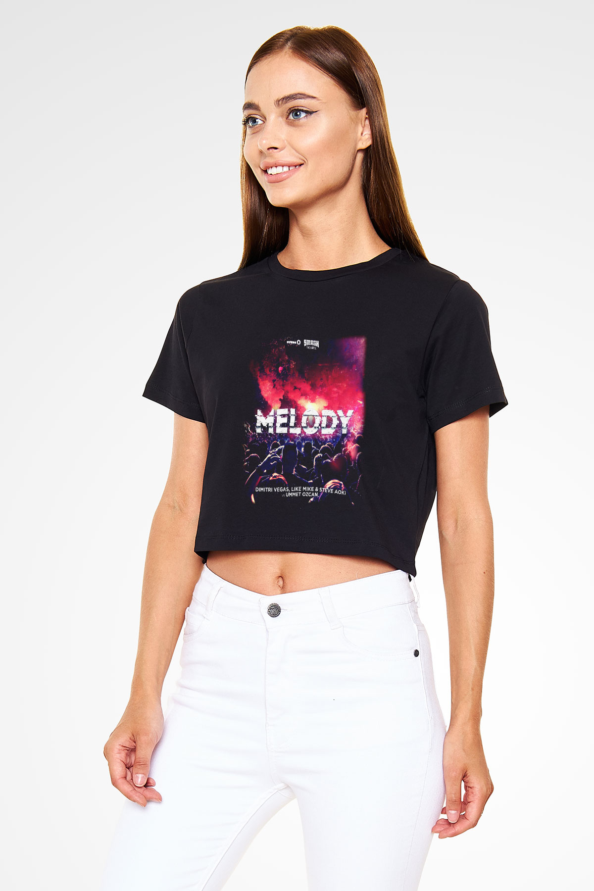 Steve Aoki Siyah Crop Top Tişört