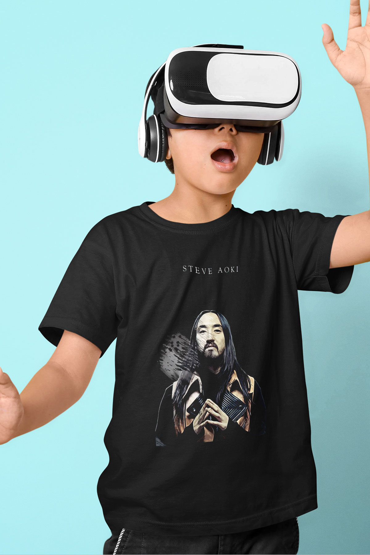 Steve Aoki Siyah Unisex Çocuk Tişört