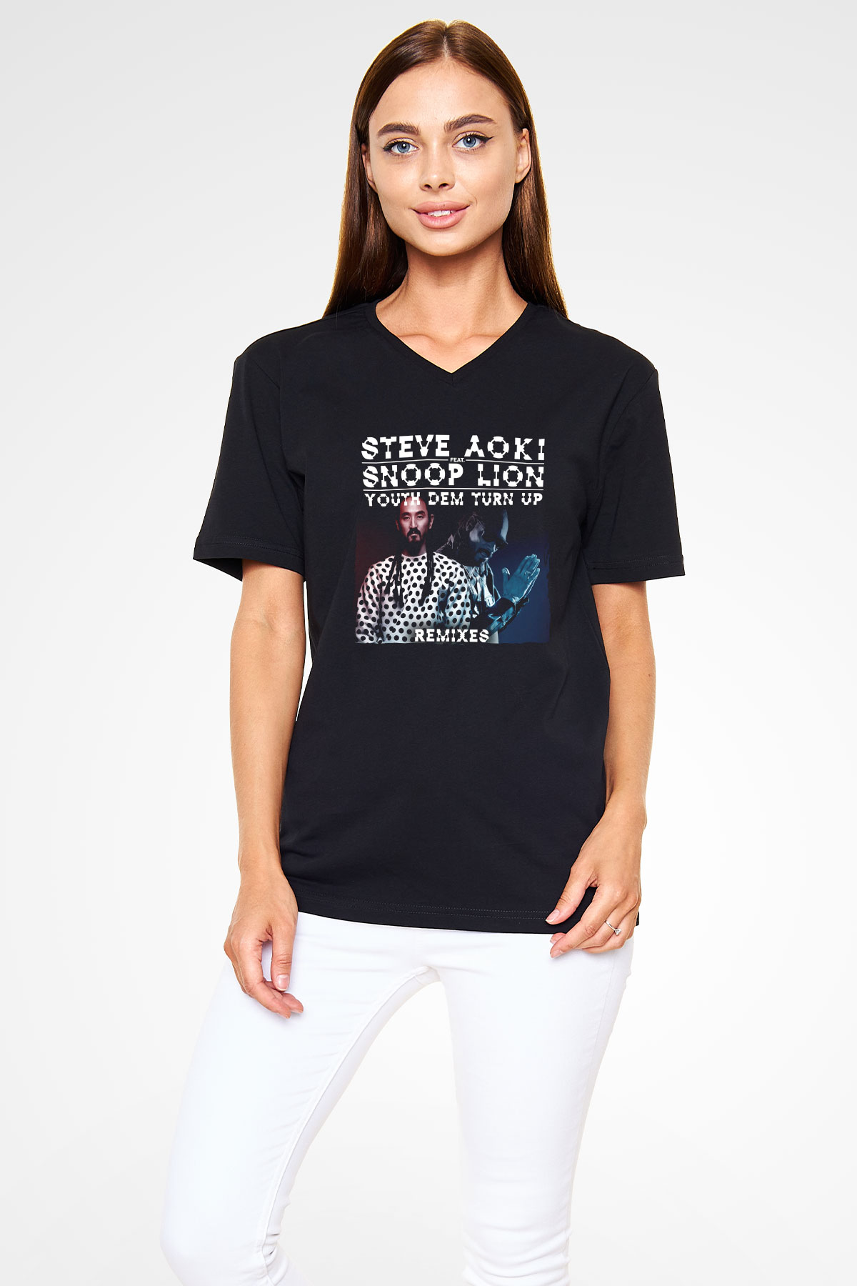 Steve Aoki Siyah Unisex V Yaka Tişört