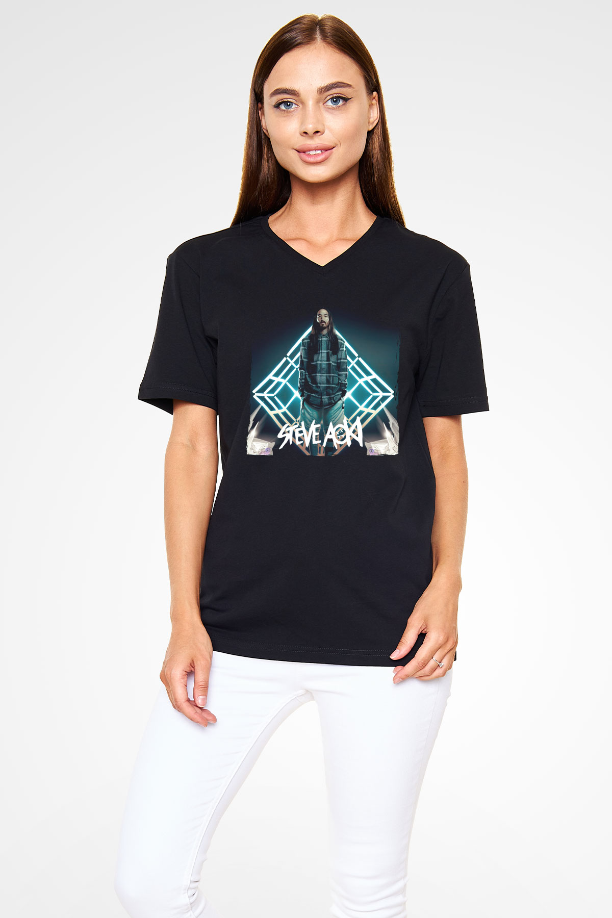 Steve Aoki Siyah Unisex V Yaka Tişört